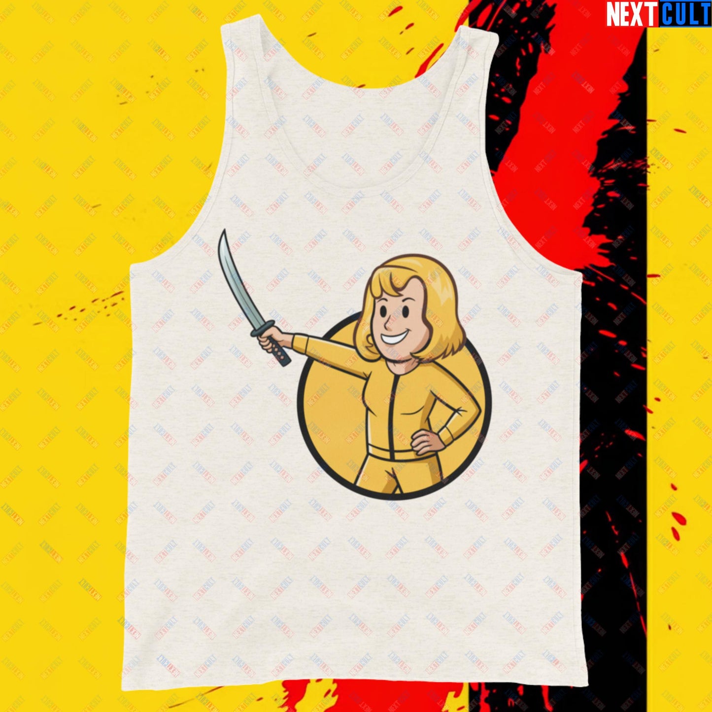 Kill Bill Vault Girl Fallout Funny Meme Cartoon Mashup Tank Top Oatmeal Triblend Tank Tops Fallout Kill Bill Movies Vault Boy Next Cult Brand