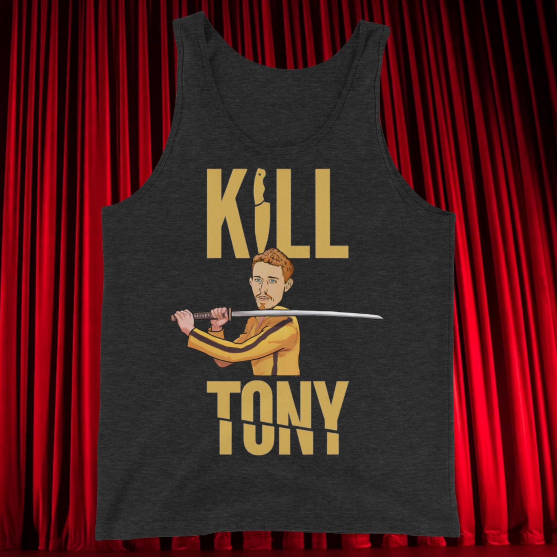 Kill Tony Hinchcliffe Kill Bill Funny Podcast Tank Top Charcoal-Black Triblend Tank Tops Kill Tony Podcasts Stand-up Comedy Tony Hinchcliffe Next Cult Brand