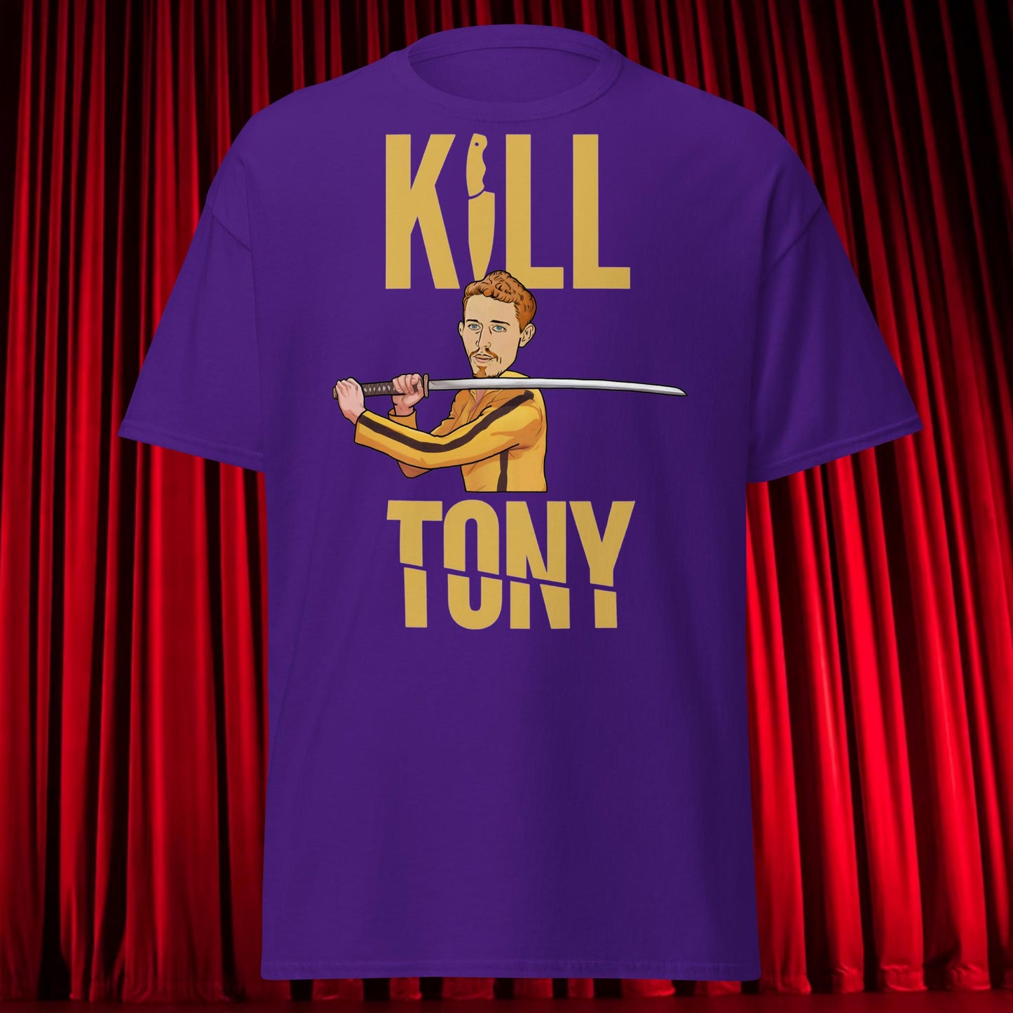 Kill Tony Hinchcliffe Kill Bill Funny Podcast Unisex tee Purple T-shirts Kill Tony Podcasts Stand-up Comedy Tony Hinchcliffe Next Cult Brand