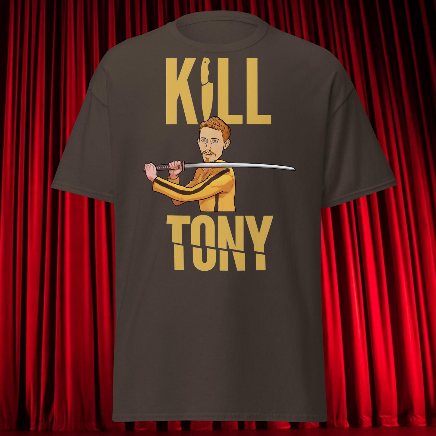 Kill Tony Hinchcliffe Kill Bill Funny Podcast Unisex tee Dark Chocolate T-shirts Kill Tony Podcasts Stand-up Comedy Tony Hinchcliffe Next Cult Brand