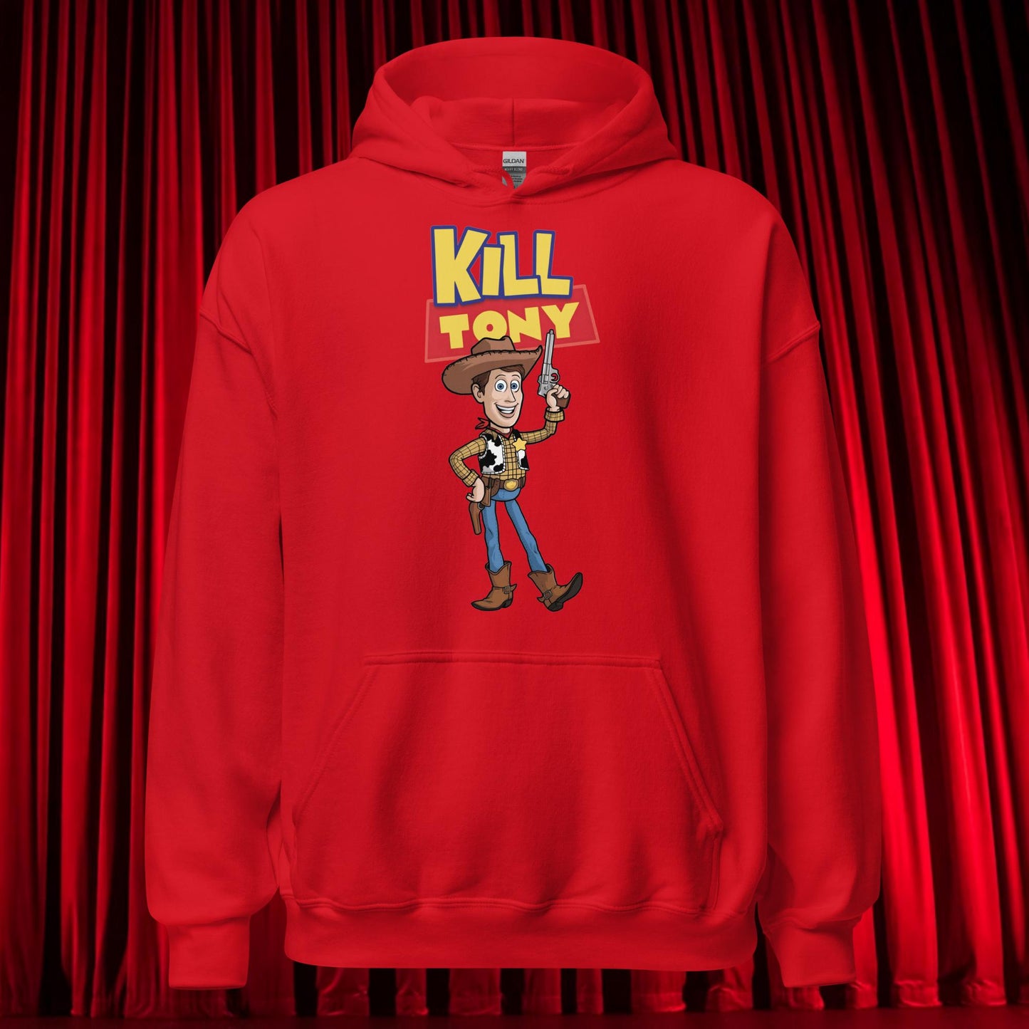 Kill Tony Hinchcliffe Toy Story Woody Funny Podcast Unisex Hoodie Red Hoodies Kill Tony Podcasts Stand-up Comedy Tony Hinchcliffe Next Cult Brand