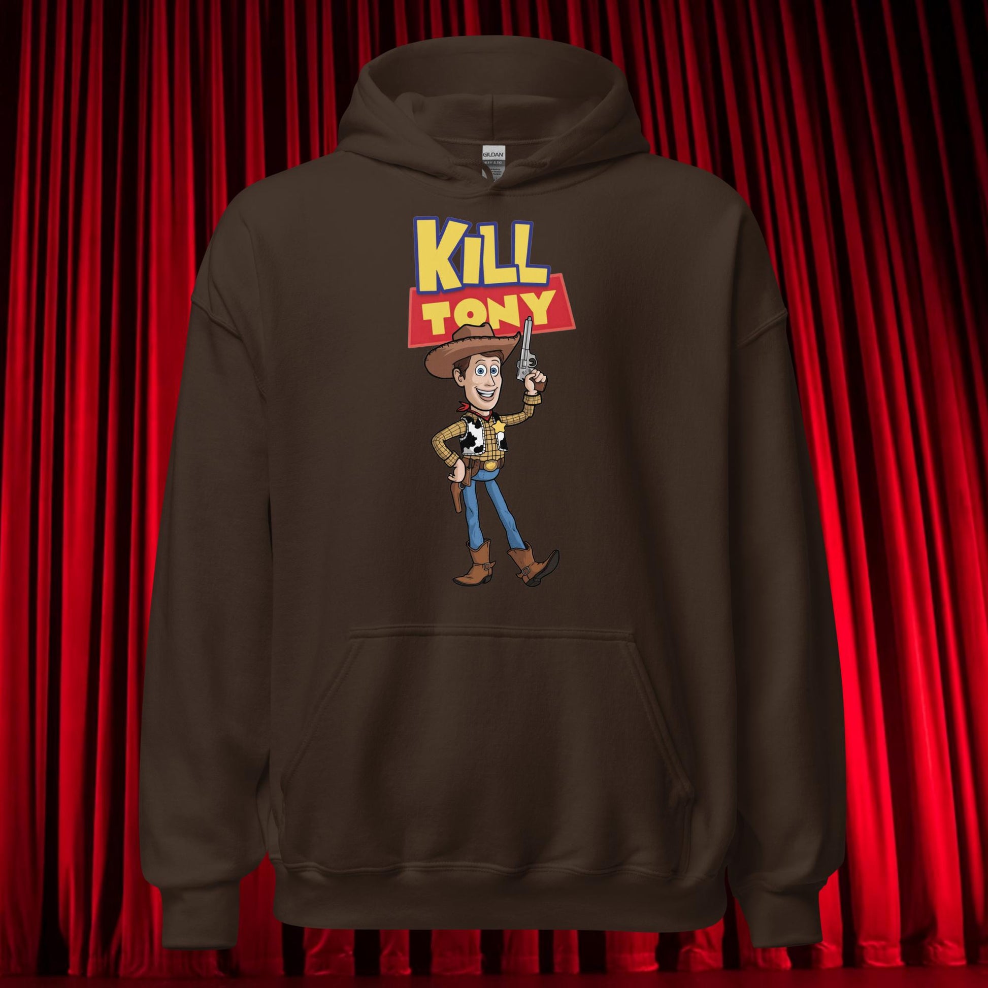 Kill Tony Hinchcliffe Toy Story Woody Funny Podcast Unisex Hoodie Dark Chocolate Hoodies Kill Tony Podcasts Stand-up Comedy Tony Hinchcliffe Next Cult Brand