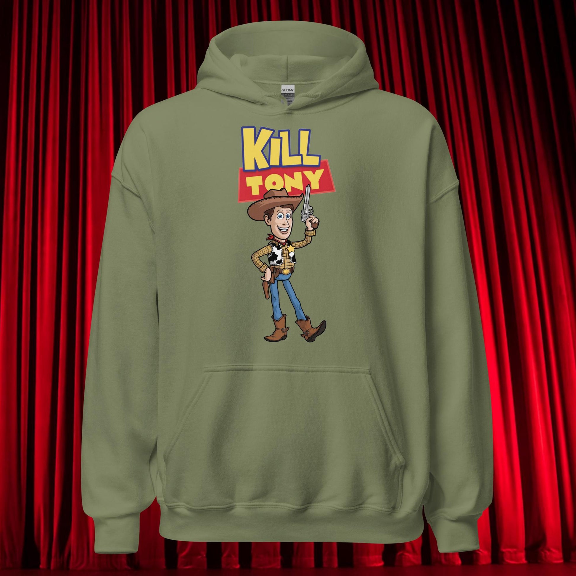 Kill Tony Hinchcliffe Toy Story Woody Funny Podcast Unisex Hoodie Military Green Hoodies Kill Tony Podcasts Stand-up Comedy Tony Hinchcliffe Next Cult Brand