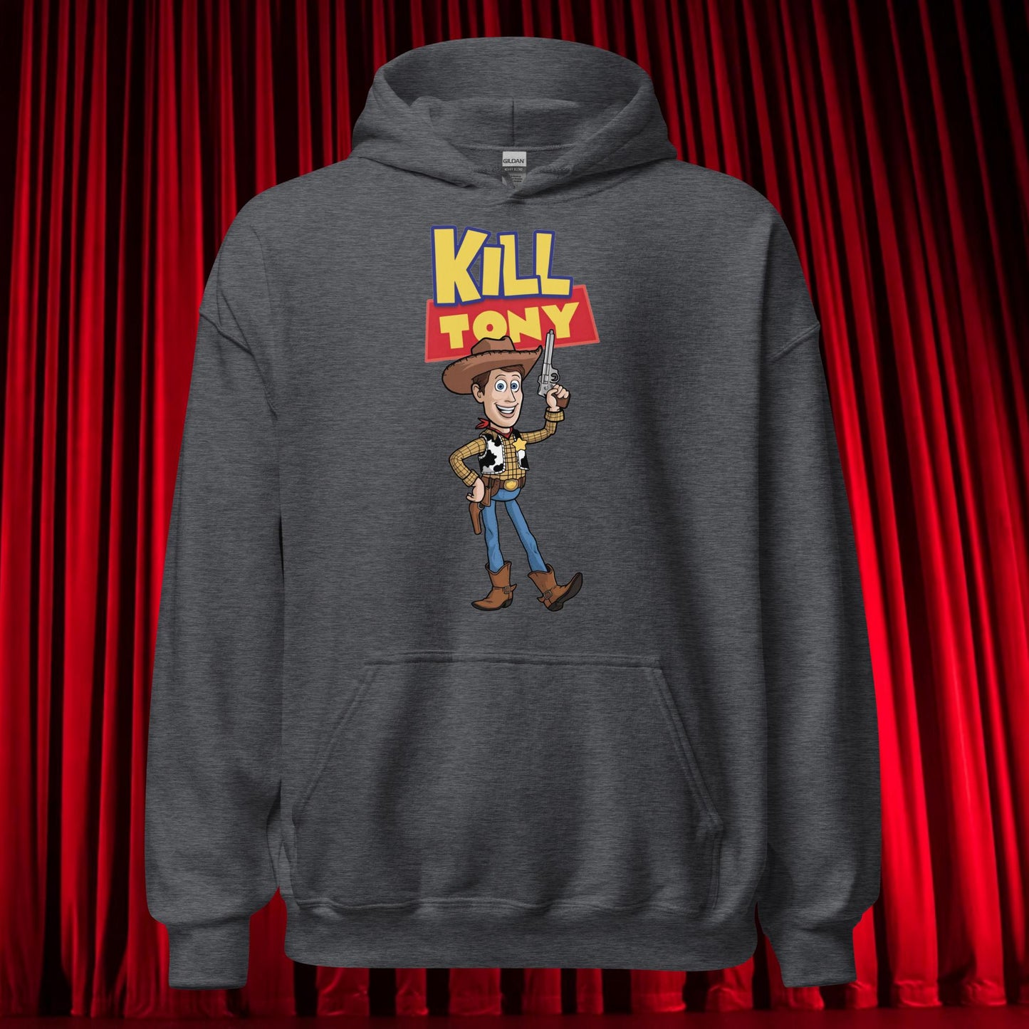 Kill Tony Hinchcliffe Toy Story Woody Funny Podcast Unisex Hoodie Dark Heather Hoodies Kill Tony Podcasts Stand-up Comedy Tony Hinchcliffe Next Cult Brand