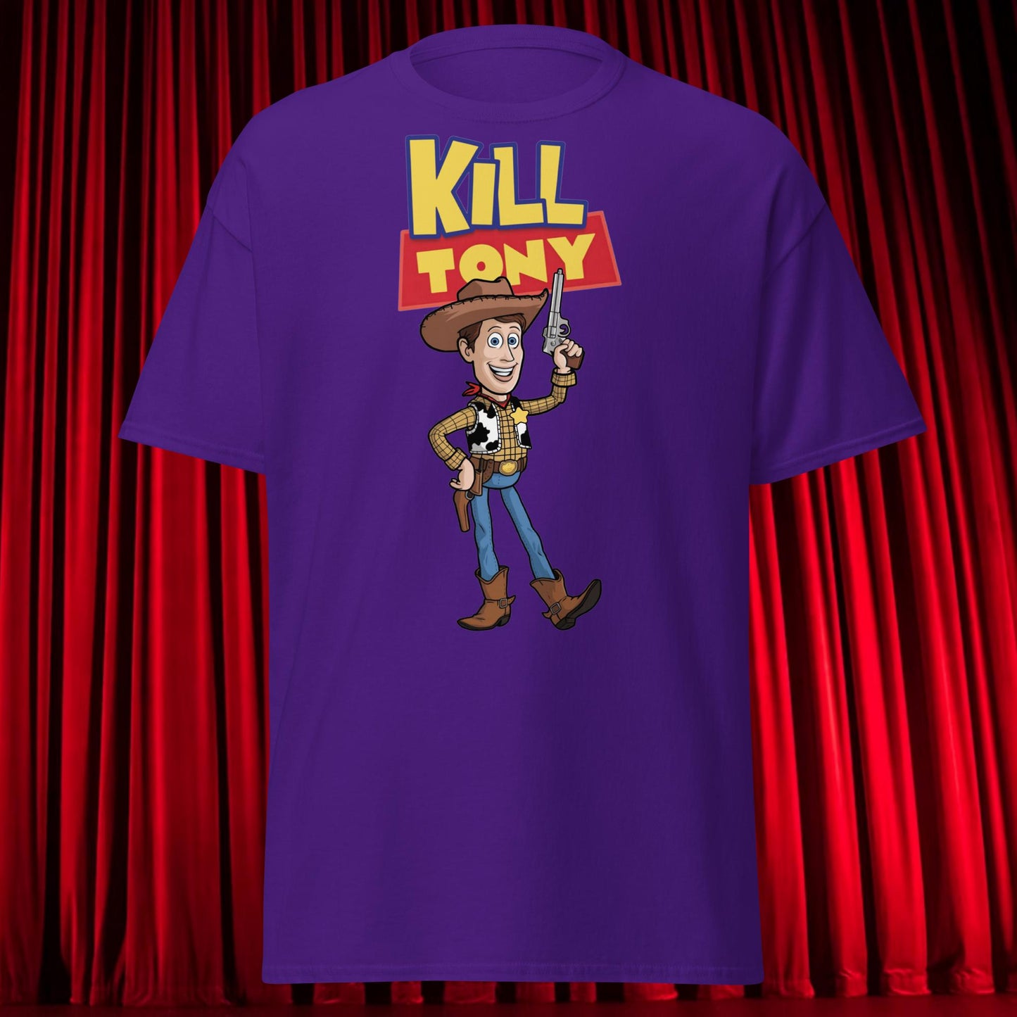 Kill Tony Hinchcliffe Toy Story Woody Funny Podcast Unisex Shirt Purple T-shirts Kill Tony Podcasts Stand-up Comedy Tony Hinchcliffe Next Cult Brand