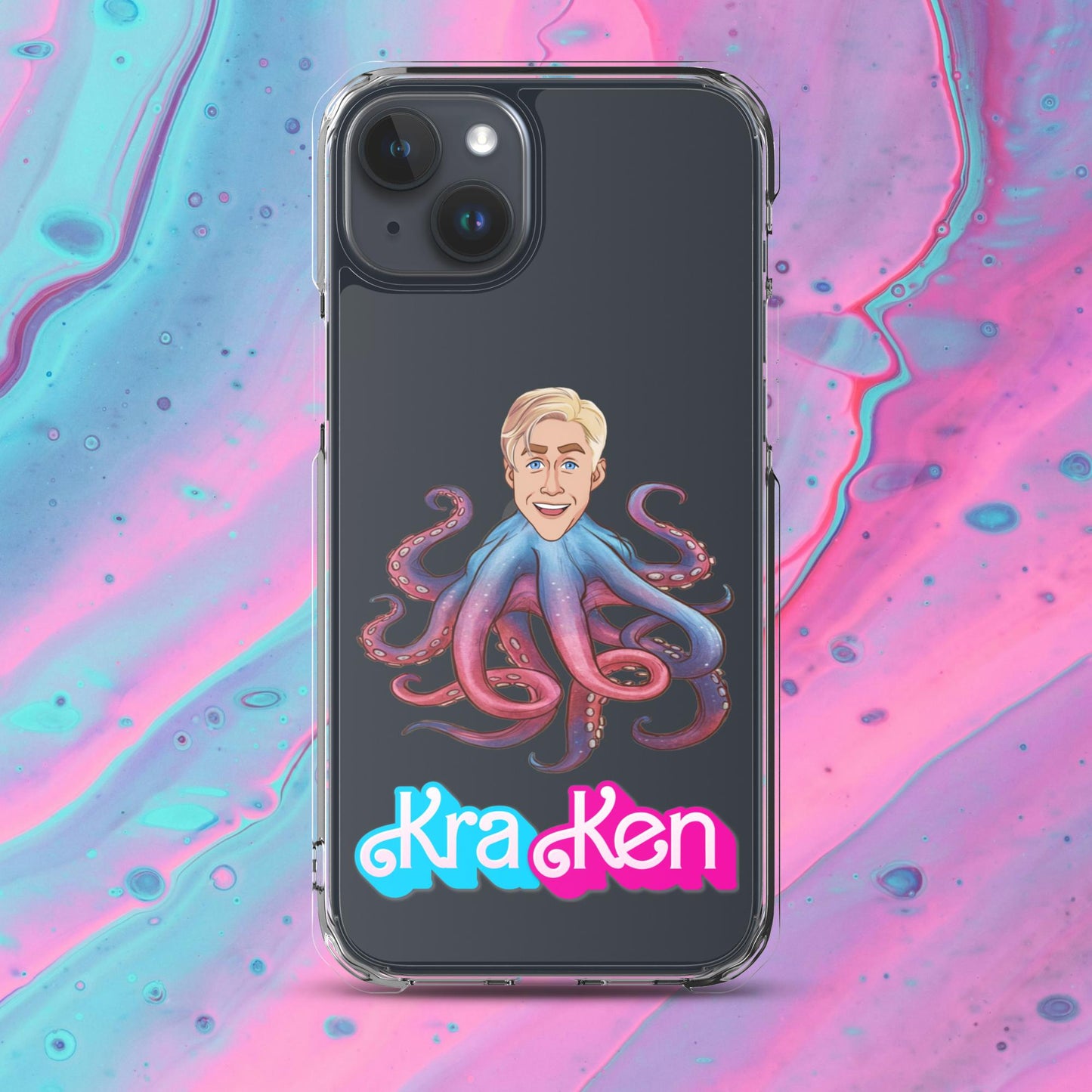 Kraken Ken Barbie Ryan Gosling Funny Clear Case for iPhone iPhone 15 Plus Mobile Phone Cases Barbie Ken Movies Ryan Gosling Next Cult Brand