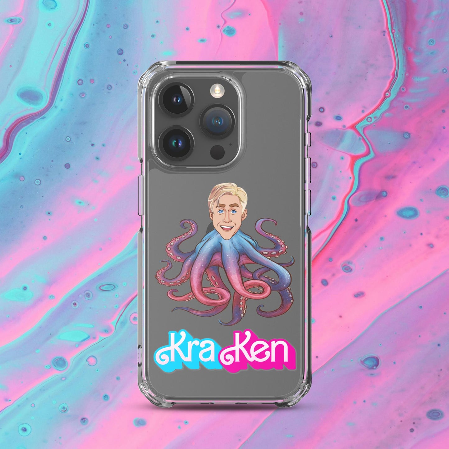 Kraken Ken Barbie Ryan Gosling Funny Clear Case for iPhone iPhone 15 Pro Mobile Phone Cases Barbie Ken Movies Ryan Gosling Next Cult Brand