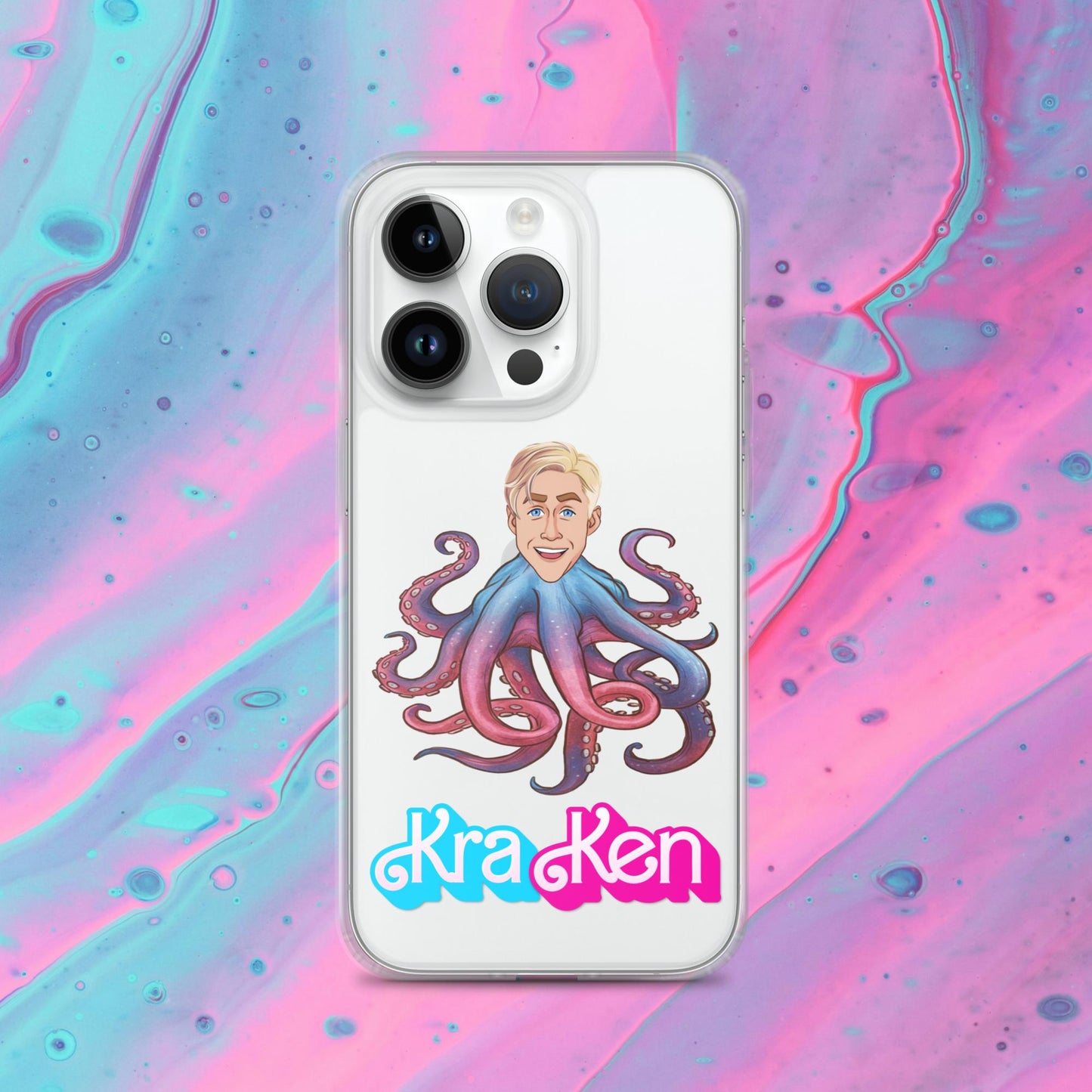 Kraken Ken Barbie Ryan Gosling Funny Clear Case for iPhone iPhone 14 Pro Mobile Phone Cases Barbie Ken Movies Ryan Gosling Next Cult Brand