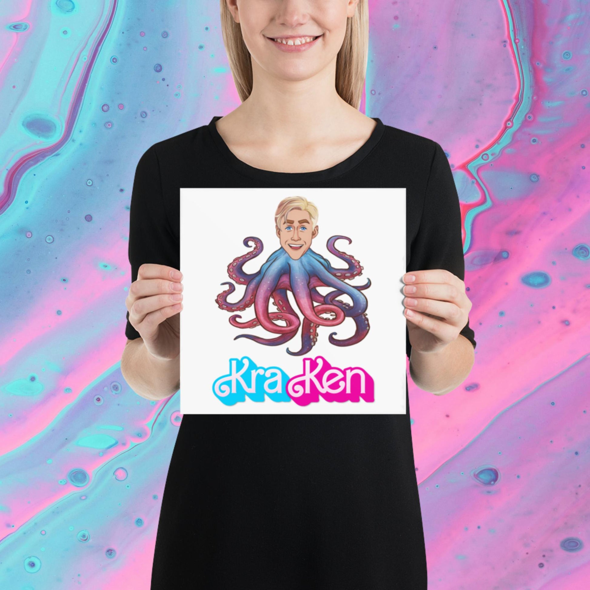 Kraken Ken Barbie Ryan Gosling Funny Poster 10″×10″ Posters Barbie Ken Movies Ryan Gosling Next Cult Brand