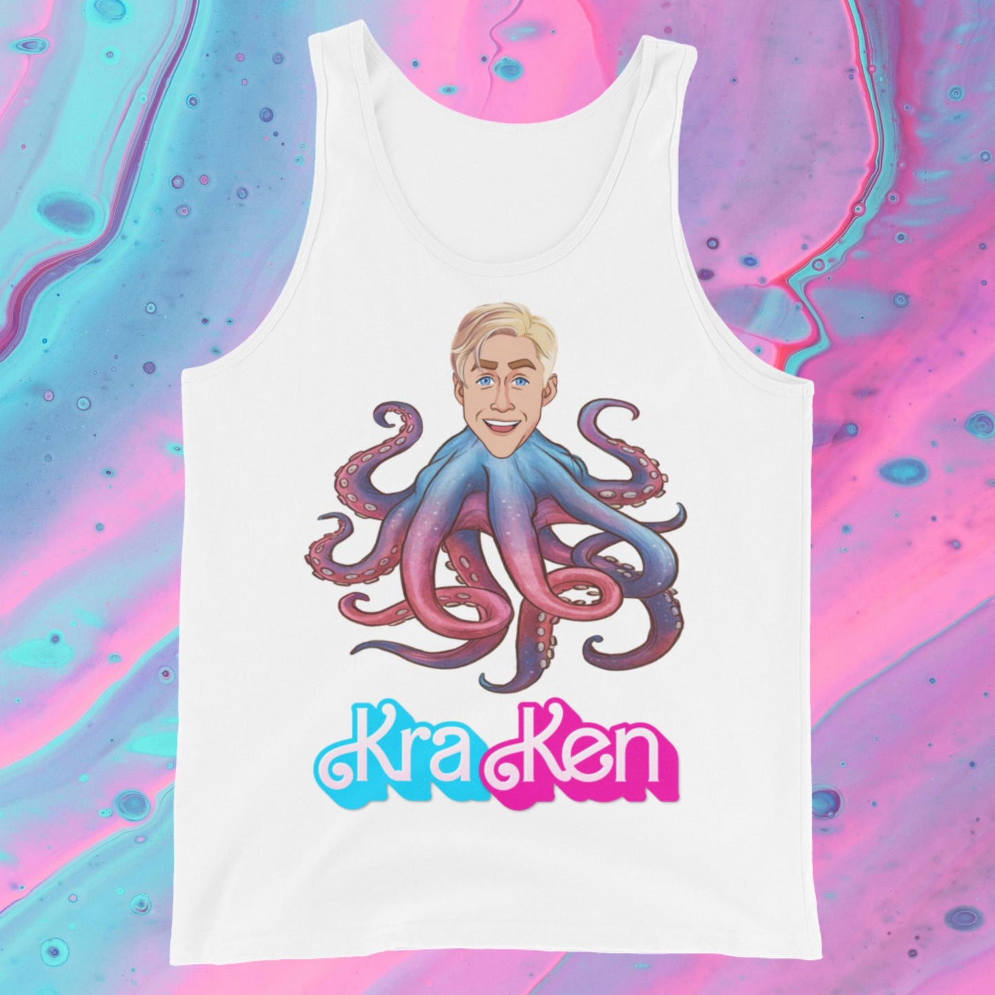 Kraken Ken Barbie Ryan Gosling Funny Tank Top White Tank Tops Barbie Ken Movies Ryan Gosling Next Cult Brand