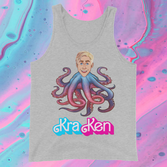 Kraken Ken Barbie Ryan Gosling Funny Tank Top Athletic Heather Tank Tops Barbie Ken Movies Ryan Gosling Next Cult Brand