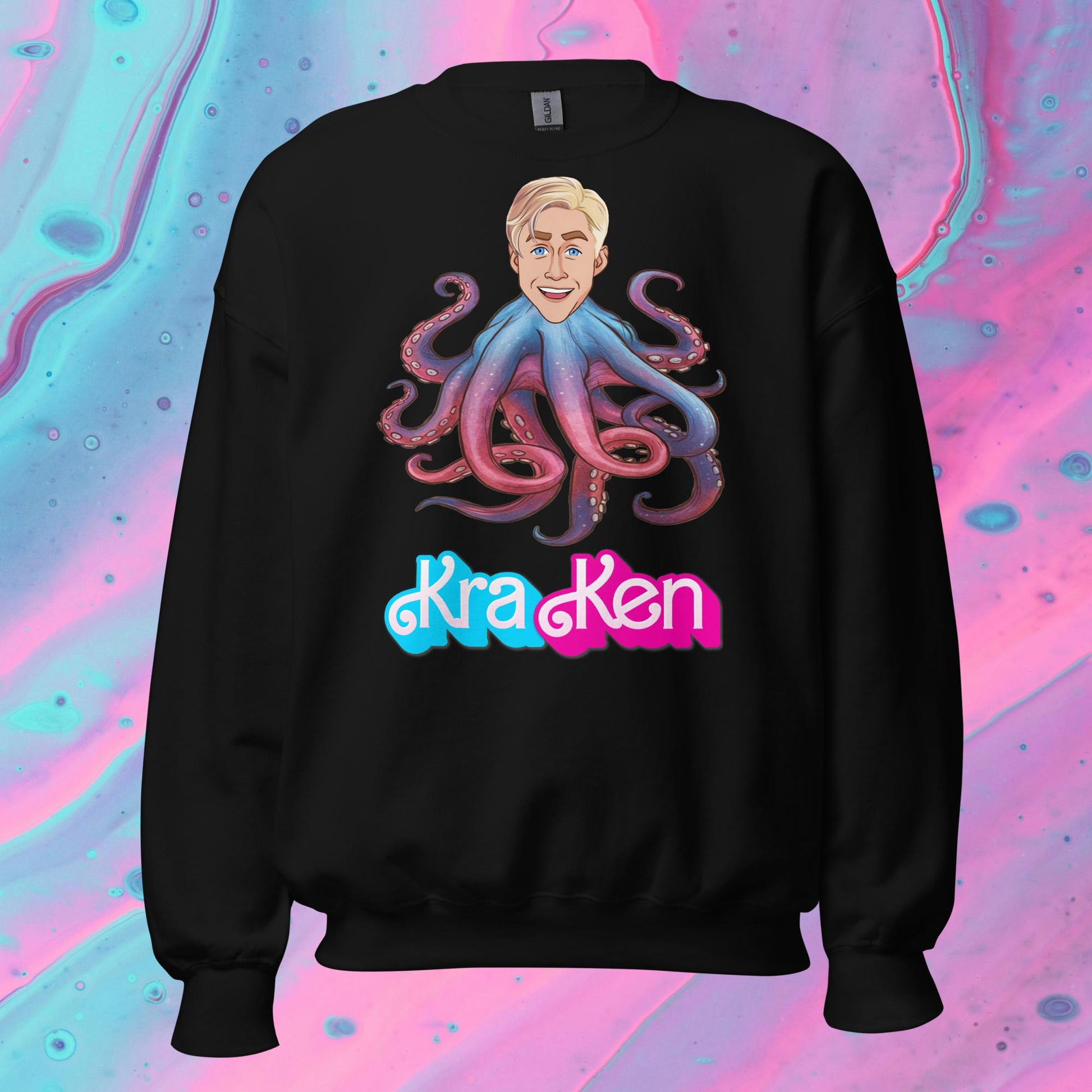 Kraken Ken Barbie Ryan Gosling Funny Unisex Sweatshirt Black Sweatshirts Barbie Ken Movies Ryan Gosling Next Cult Brand