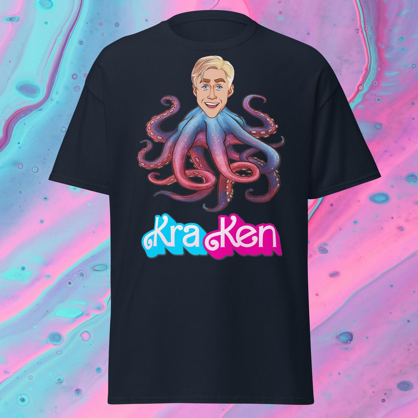 Kraken Ken Barbie Ryan Gosling Funny Unisex tee Navy T-shirts Barbie Ken Movies Ryan Gosling Next Cult Brand