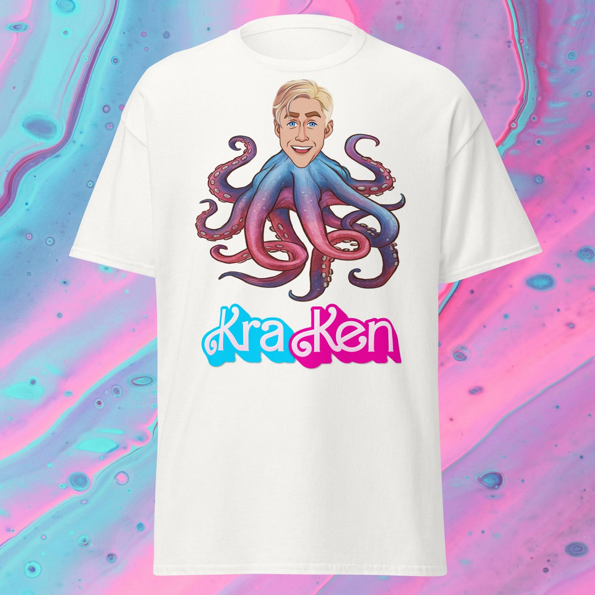 Kraken Ken Barbie Ryan Gosling Funny Unisex tee White T-shirts Barbie Ken Movies Ryan Gosling Next Cult Brand