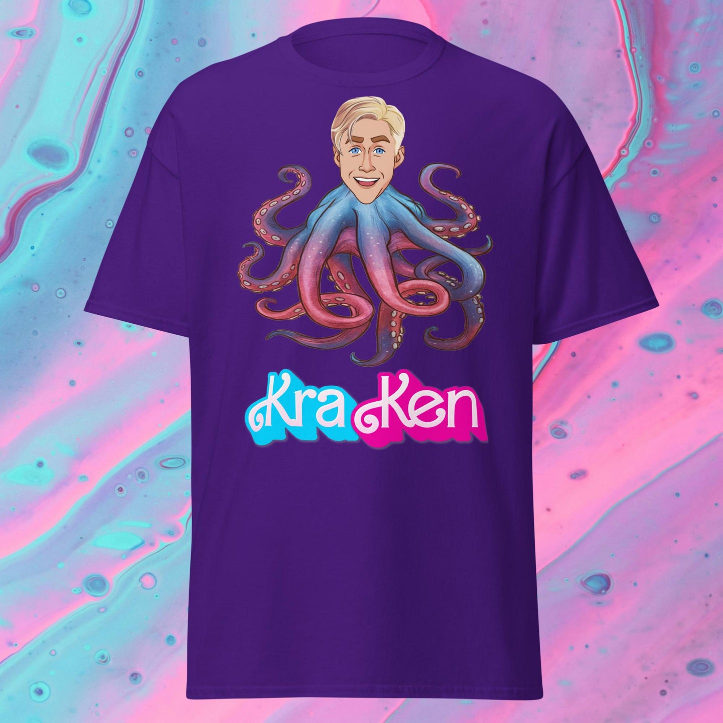 Kraken Ken Barbie Ryan Gosling Funny Unisex tee Purple T-shirts Barbie Ken Movies Ryan Gosling Next Cult Brand