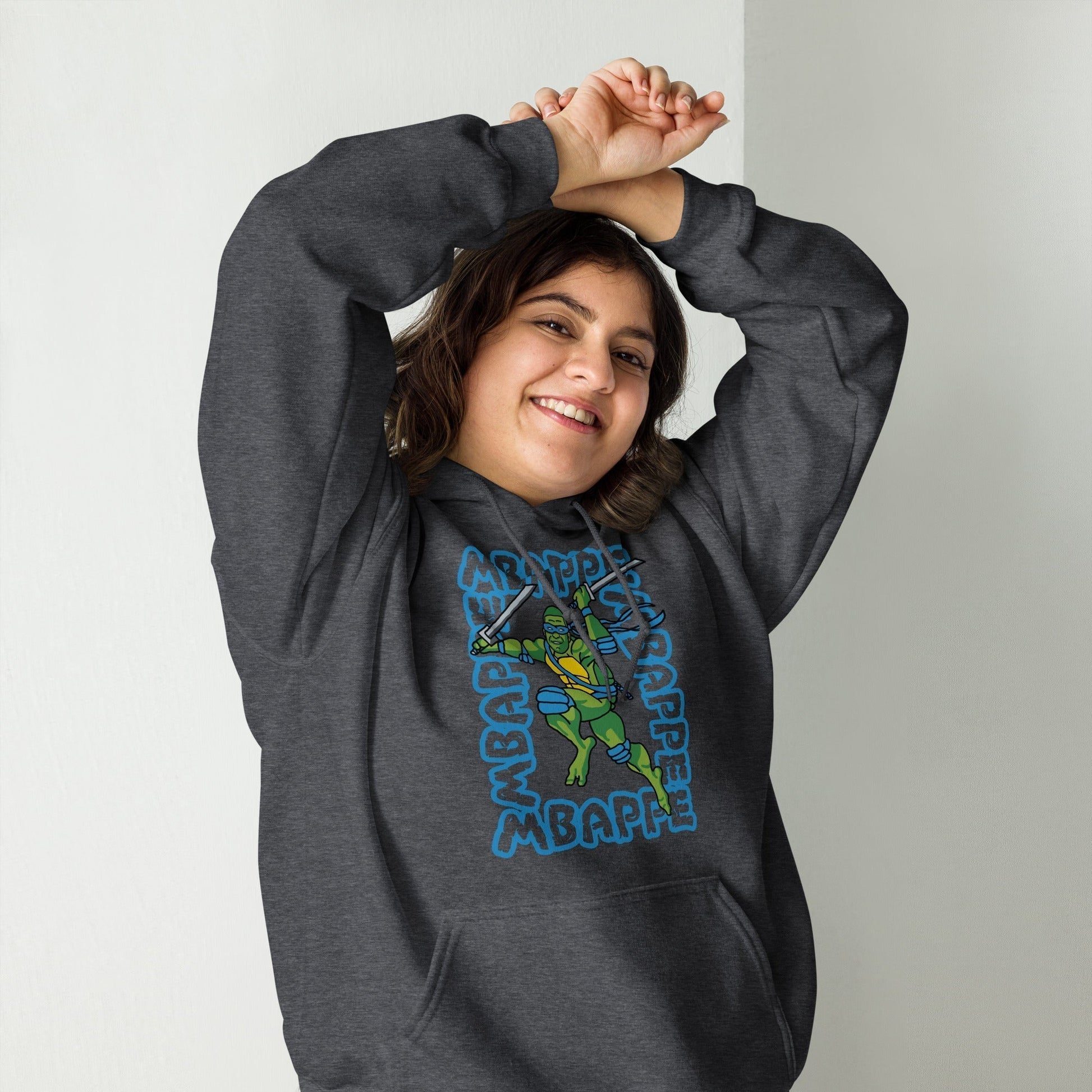 Kylian Mbappe Blue Ninja Turtle Leonardo Unisex Hoodie Next Cult Brand Football, Kylian Mbappe, Leonardo, Ninja Turtles, PSG