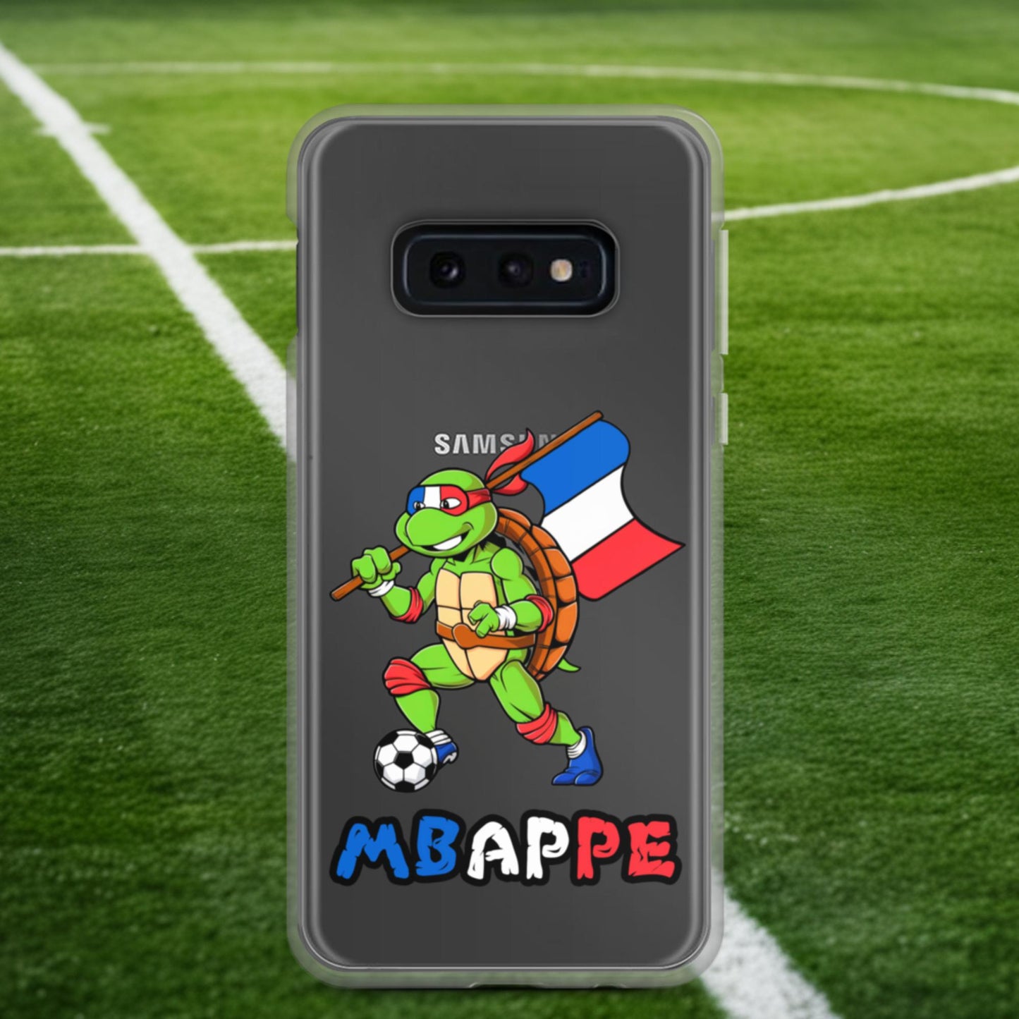 Kylian Mbappe Ninja Turtle Funny Football Euro 2024 France Soccer Clear Case for Samsung Samsung Galaxy S10e Mobile Phone Cases Football Kylian Mbappe Ninja Turtles Real Madrid Next Cult Brand