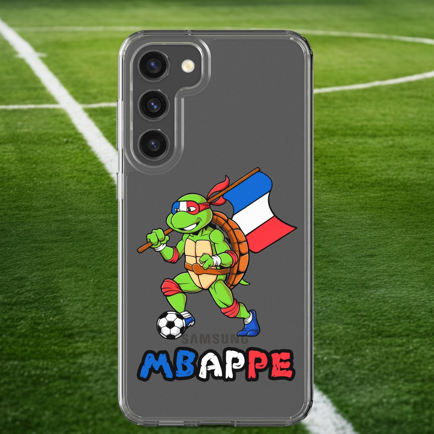 Kylian Mbappe Ninja Turtle Funny Football Euro 2024 France Soccer Clear Case for Samsung Samsung Galaxy S23 Plus Mobile Phone Cases Football Kylian Mbappe Ninja Turtles Real Madrid Next Cult Brand