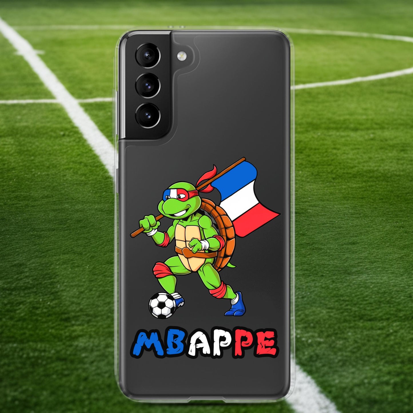 Kylian Mbappe Ninja Turtle Funny Football Euro 2024 France Soccer Clear Case for Samsung Samsung Galaxy S21 Plus Mobile Phone Cases Football Kylian Mbappe Ninja Turtles Real Madrid Next Cult Brand