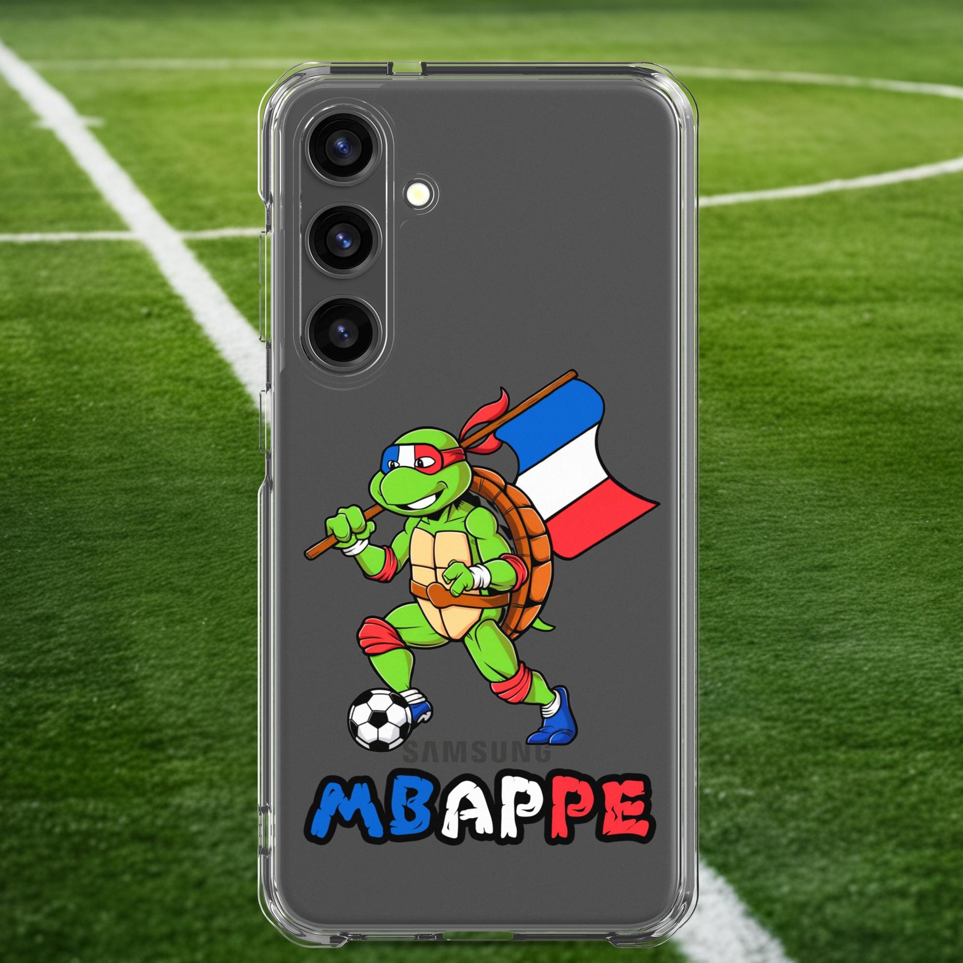 Kylian Mbappe Ninja Turtle Funny Football Euro 2024 France Soccer Clear Case for Samsung Samsung Galaxy S24 Plus Mobile Phone Cases Football Kylian Mbappe Ninja Turtles Real Madrid Next Cult Brand