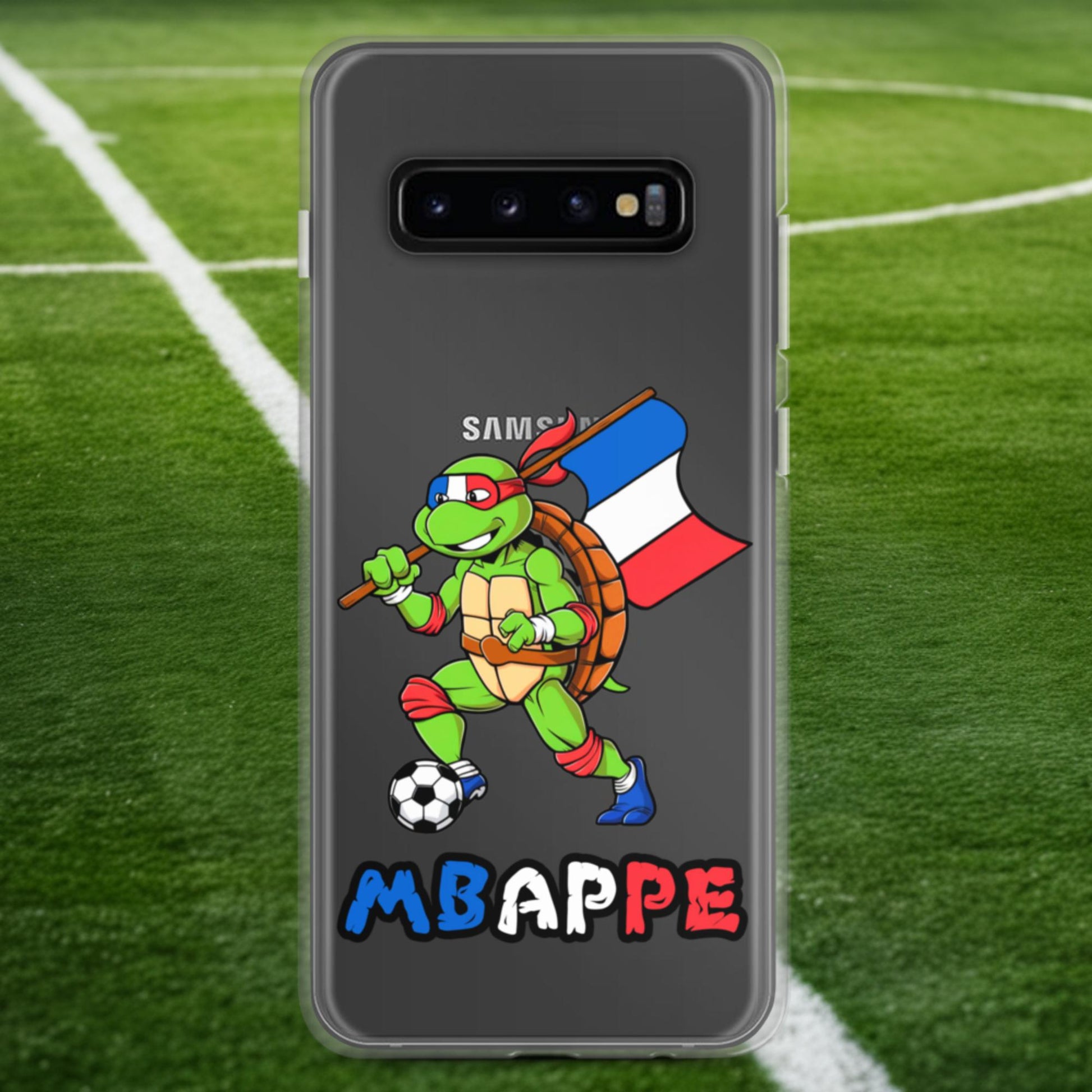 Kylian Mbappe Ninja Turtle Funny Football Euro 2024 France Soccer Clear Case for Samsung Samsung Galaxy S10+ Mobile Phone Cases Football Kylian Mbappe Ninja Turtles Real Madrid Next Cult Brand