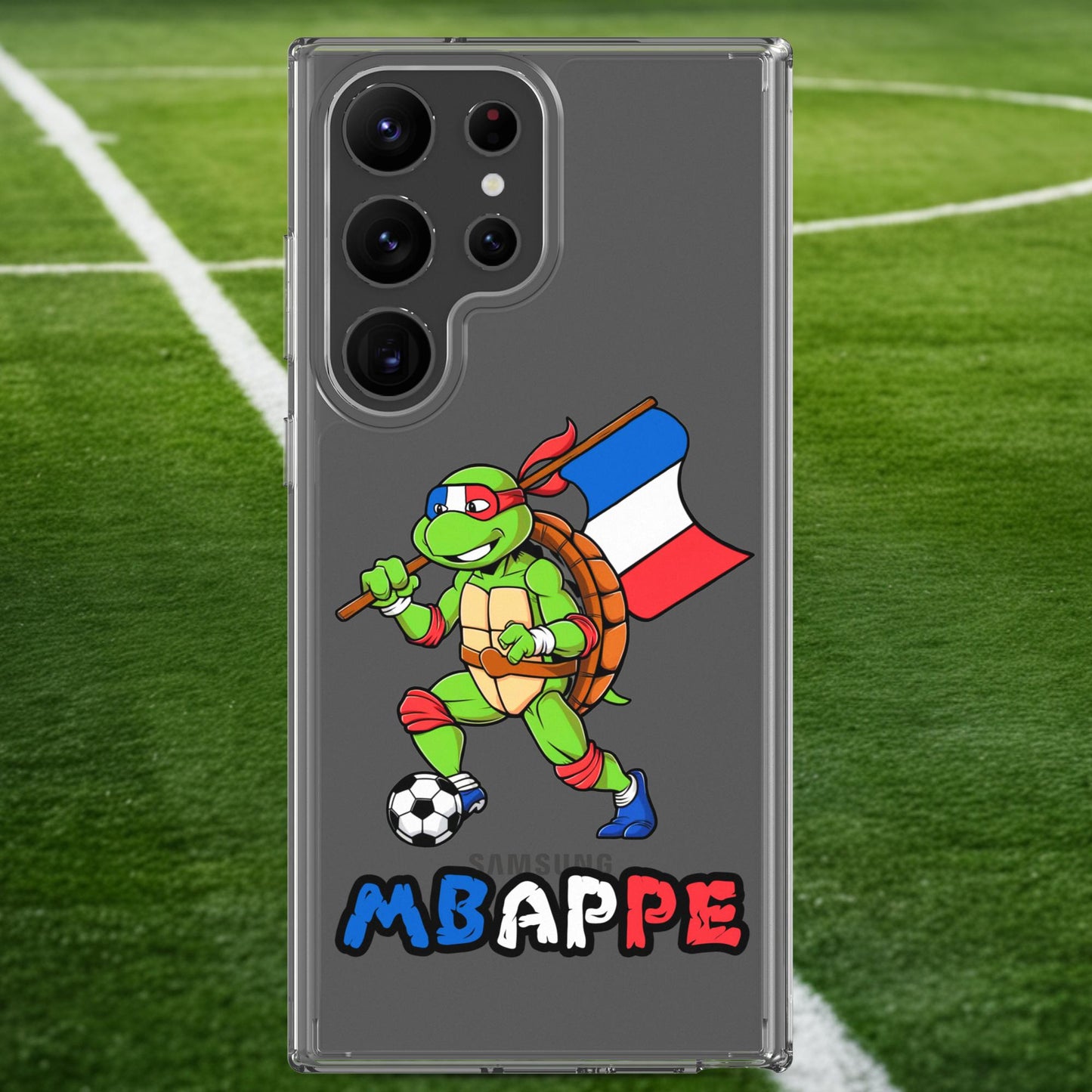 Kylian Mbappe Ninja Turtle Funny Football Euro 2024 France Soccer Clear Case for Samsung Samsung Galaxy S23 Ultra Mobile Phone Cases Football Kylian Mbappe Ninja Turtles Real Madrid Next Cult Brand