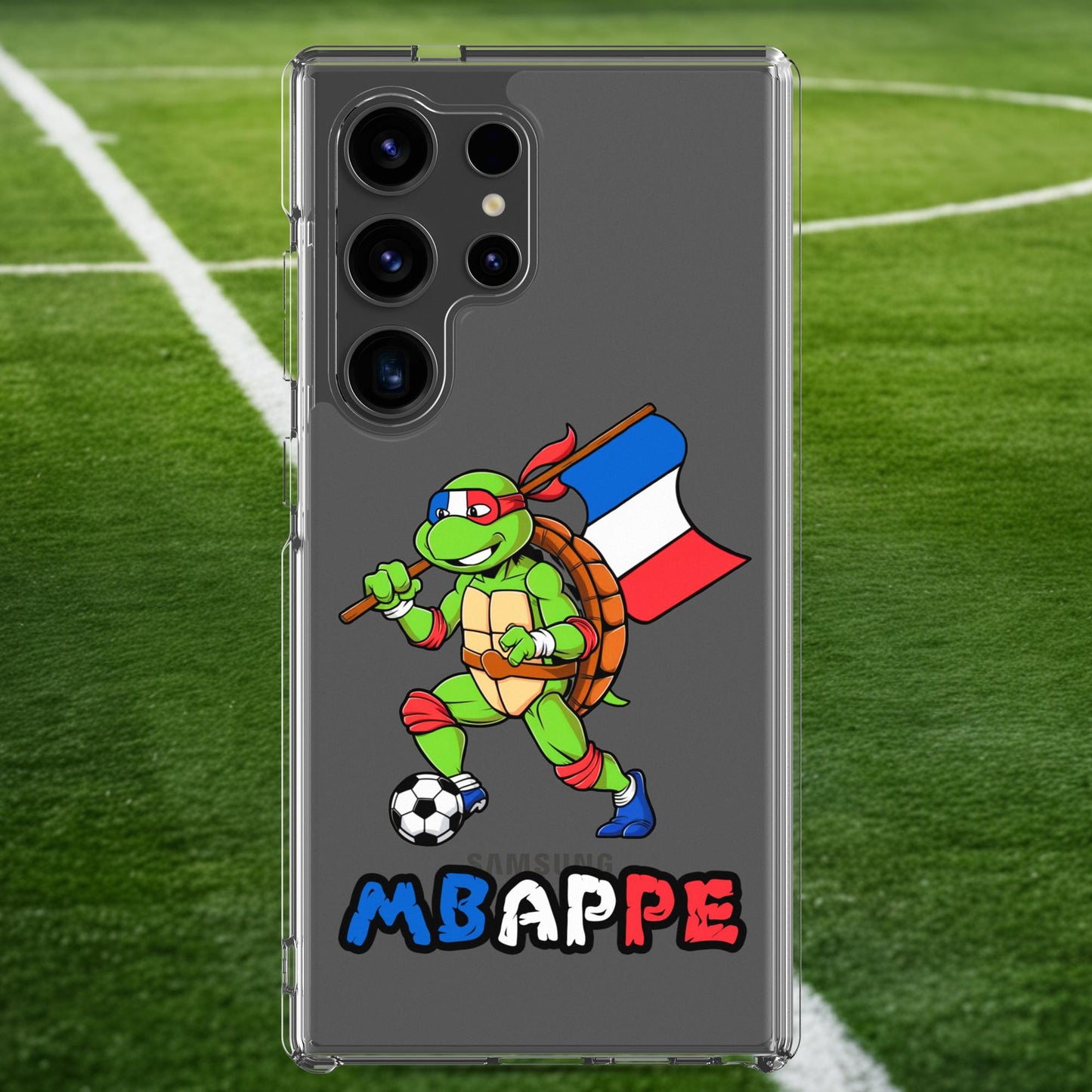 Kylian Mbappe Ninja Turtle Funny Football Euro 2024 France Soccer Clear Case for Samsung Samsung Galaxy S24 Ultra Mobile Phone Cases Football Kylian Mbappe Ninja Turtles Real Madrid Next Cult Brand