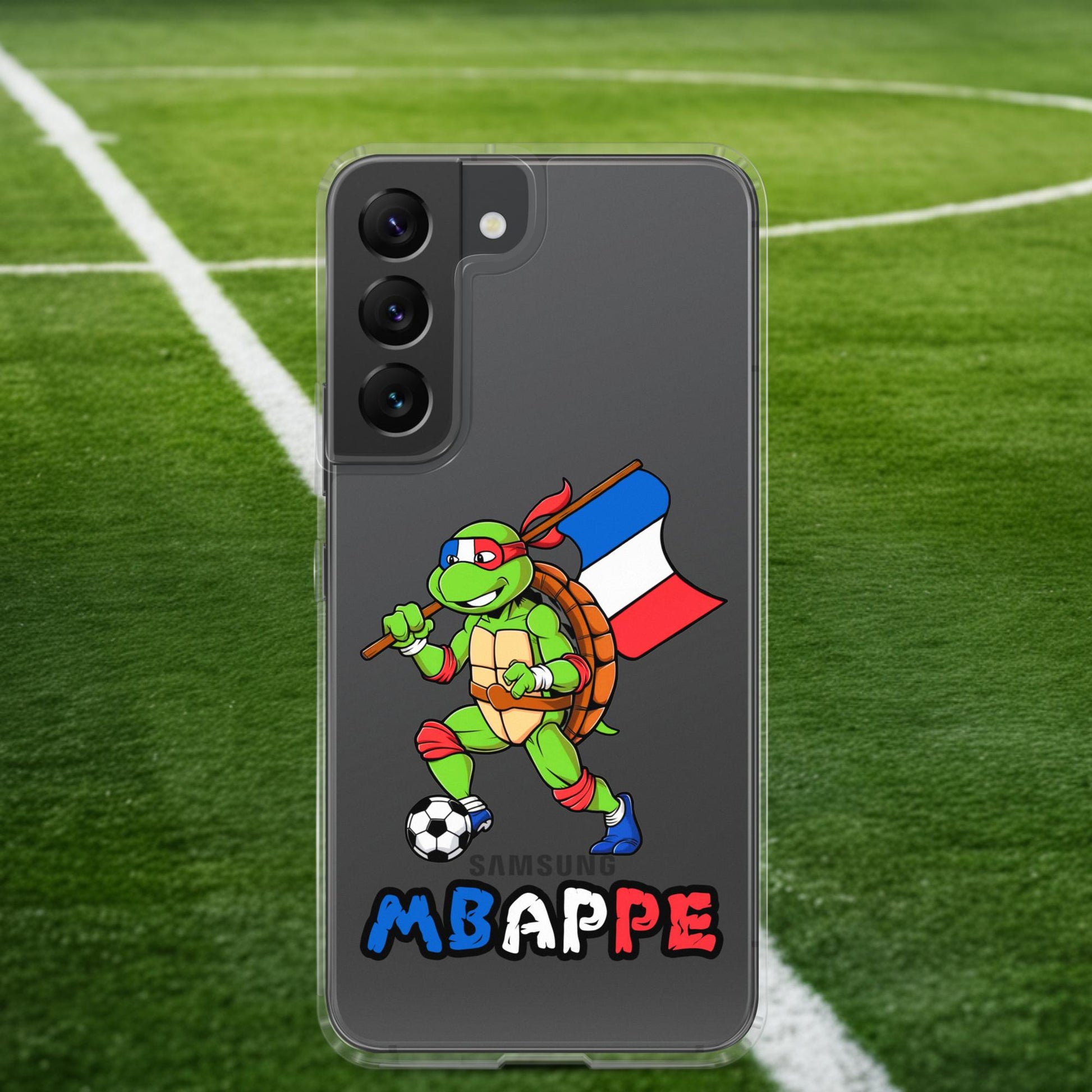 Kylian Mbappe Ninja Turtle Funny Football Euro 2024 France Soccer Clear Case for Samsung Samsung Galaxy S22 Mobile Phone Cases Football Kylian Mbappe Ninja Turtles Real Madrid Next Cult Brand