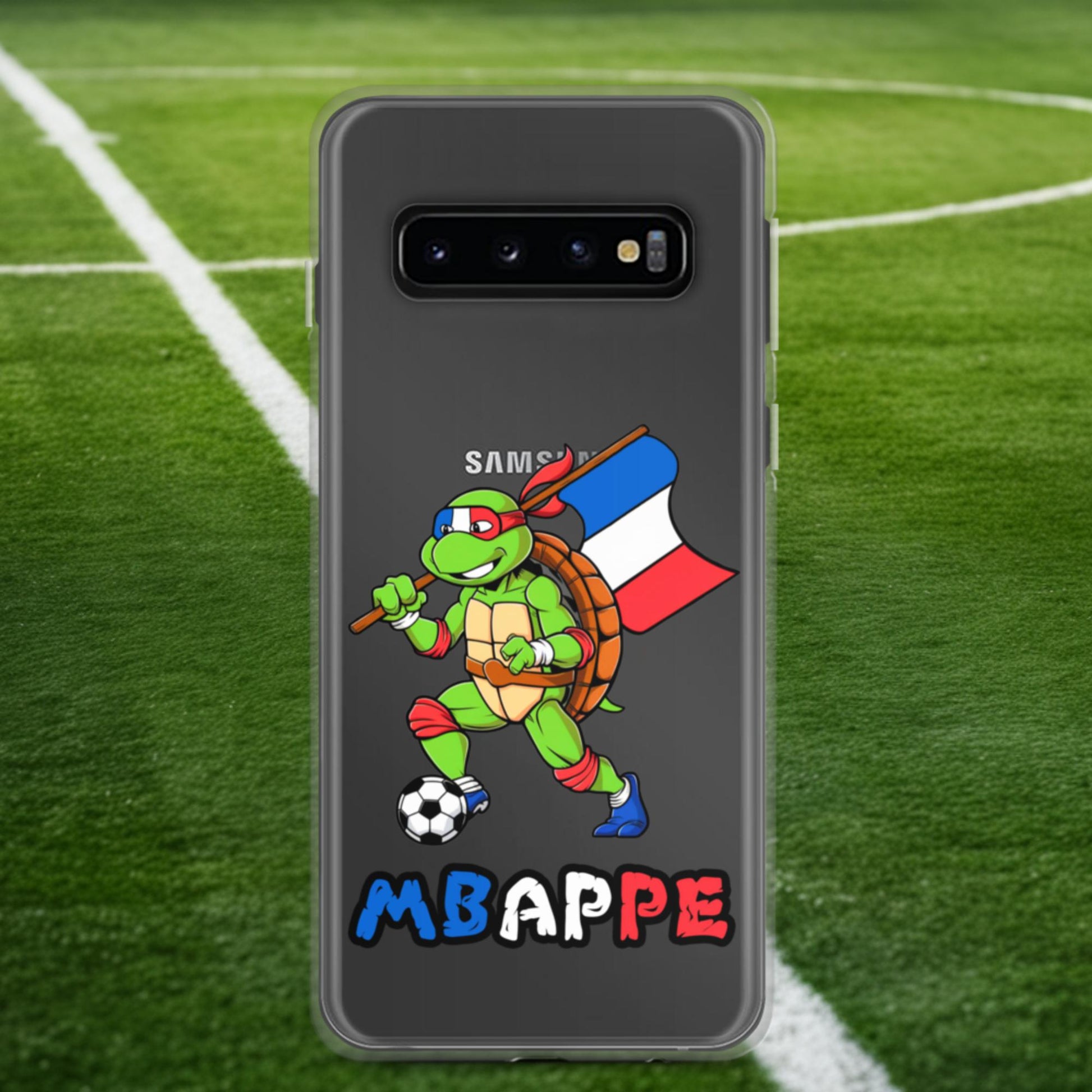 Kylian Mbappe Ninja Turtle Funny Football Euro 2024 France Soccer Clear Case for Samsung Samsung Galaxy S10 Mobile Phone Cases Football Kylian Mbappe Ninja Turtles Real Madrid Next Cult Brand