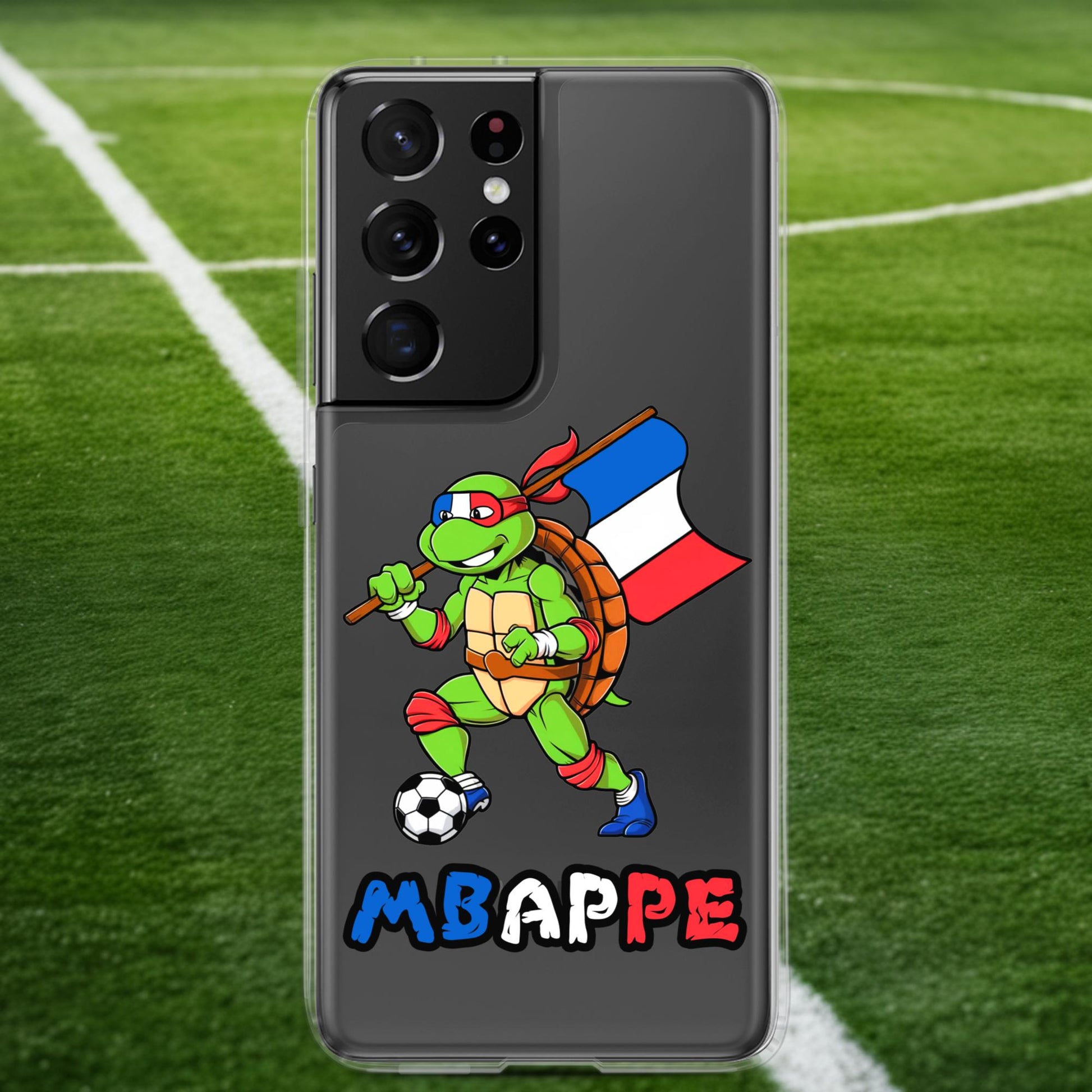 Kylian Mbappe Ninja Turtle Funny Football Euro 2024 France Soccer Clear Case for Samsung Samsung Galaxy S21 Ultra Mobile Phone Cases Football Kylian Mbappe Ninja Turtles Real Madrid Next Cult Brand