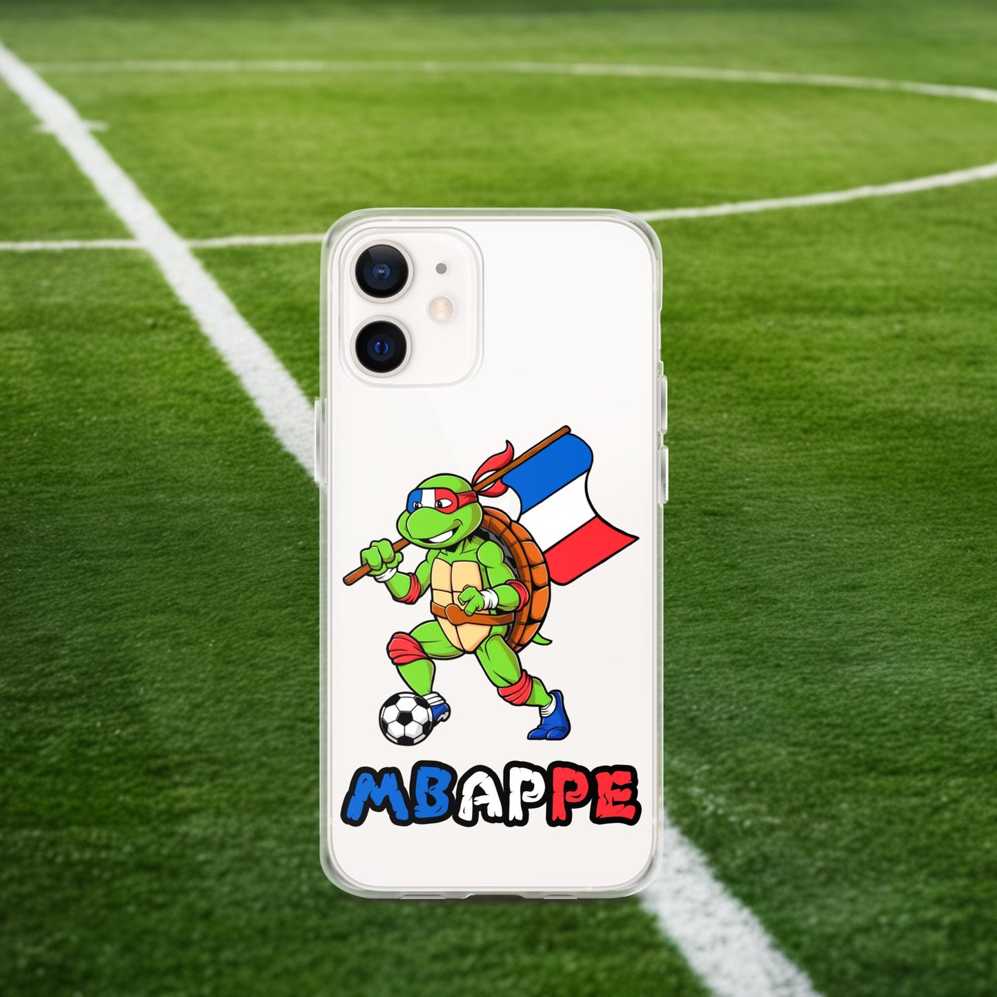 Kylian Mbappe Ninja Turtle Funny Football Euro 2024 France Soccer Clear Case for iPhone Next Cult Brand