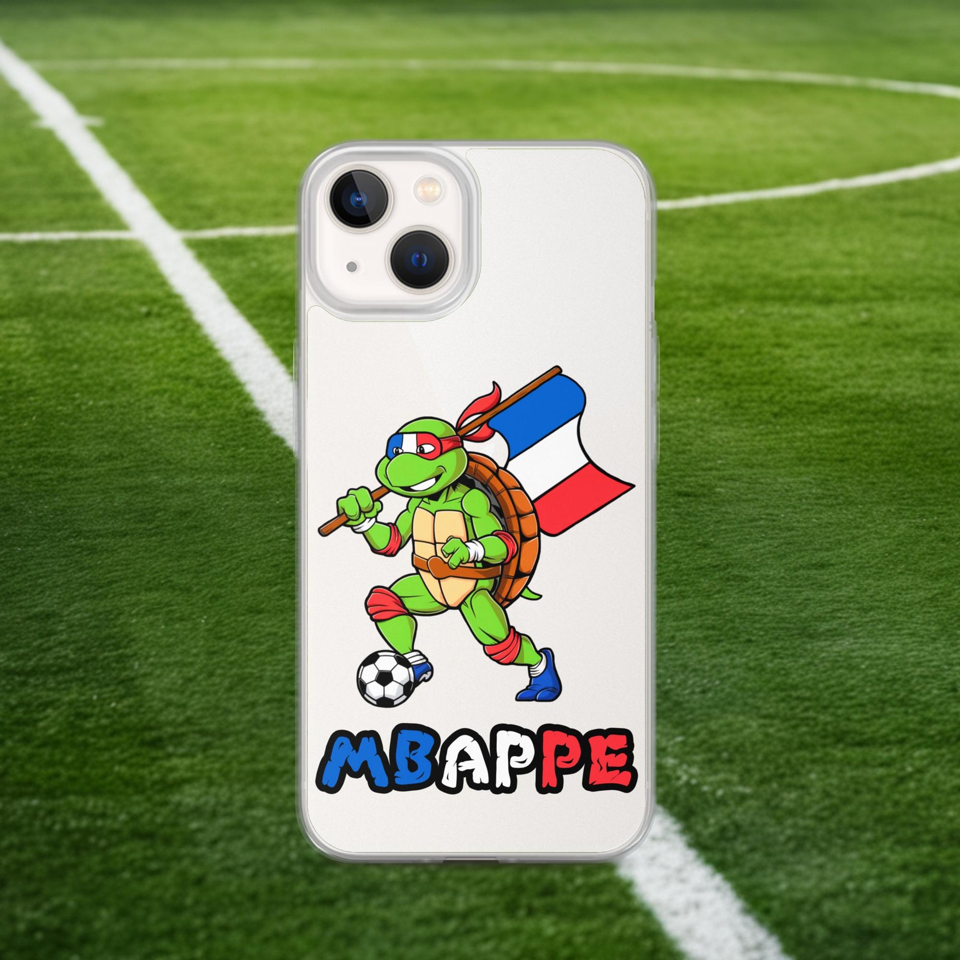 Kylian Mbappe Ninja Turtle Funny Football Euro 2024 France Soccer Clear Case for iPhone Next Cult Brand