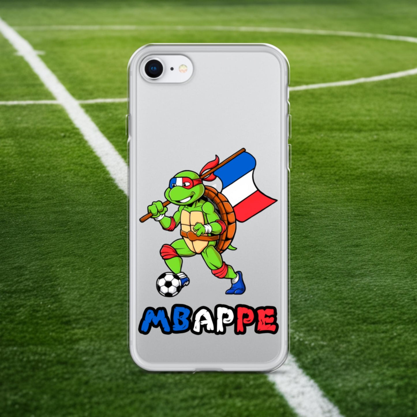 Kylian Mbappe Ninja Turtle Funny Football Euro 2024 France Soccer Clear Case for iPhone iPhone SE Mobile Phone Cases Football Kylian Mbappe Ninja Turtles Real Madrid Next Cult Brand