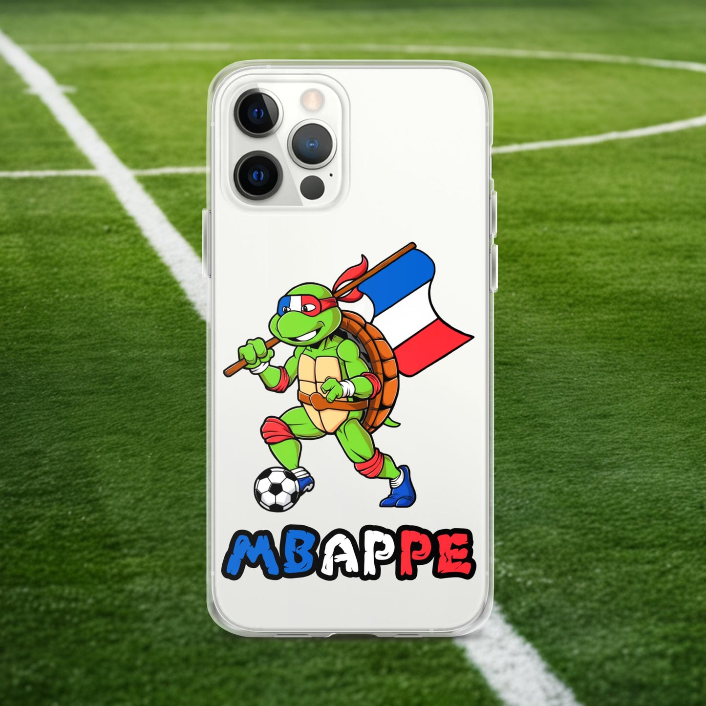 Kylian Mbappe Ninja Turtle Funny Football Euro 2024 France Soccer Clear Case for iPhone Next Cult Brand