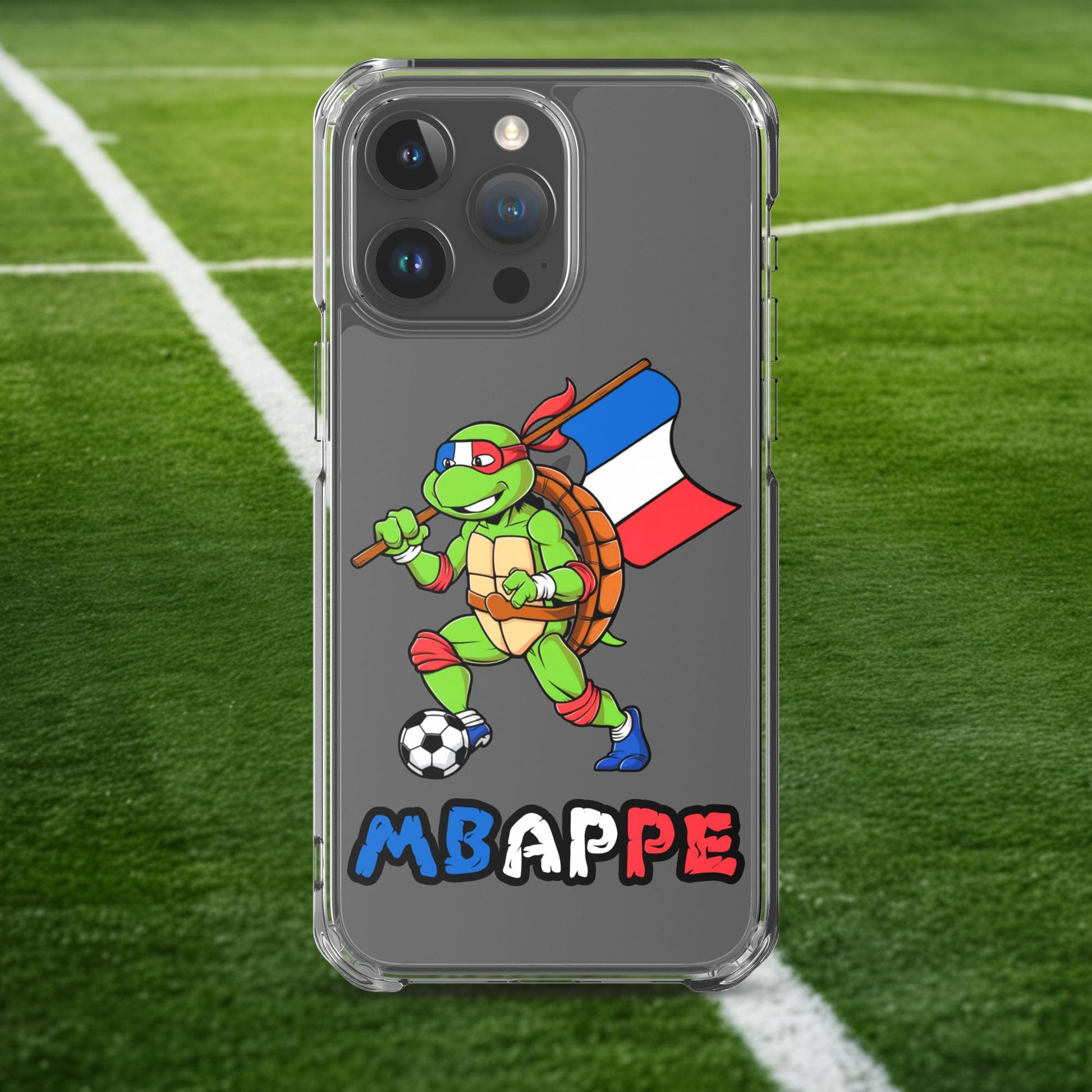 Kylian Mbappe Ninja Turtle Funny Football Euro 2024 France Soccer Clear Case for iPhone Next Cult Brand