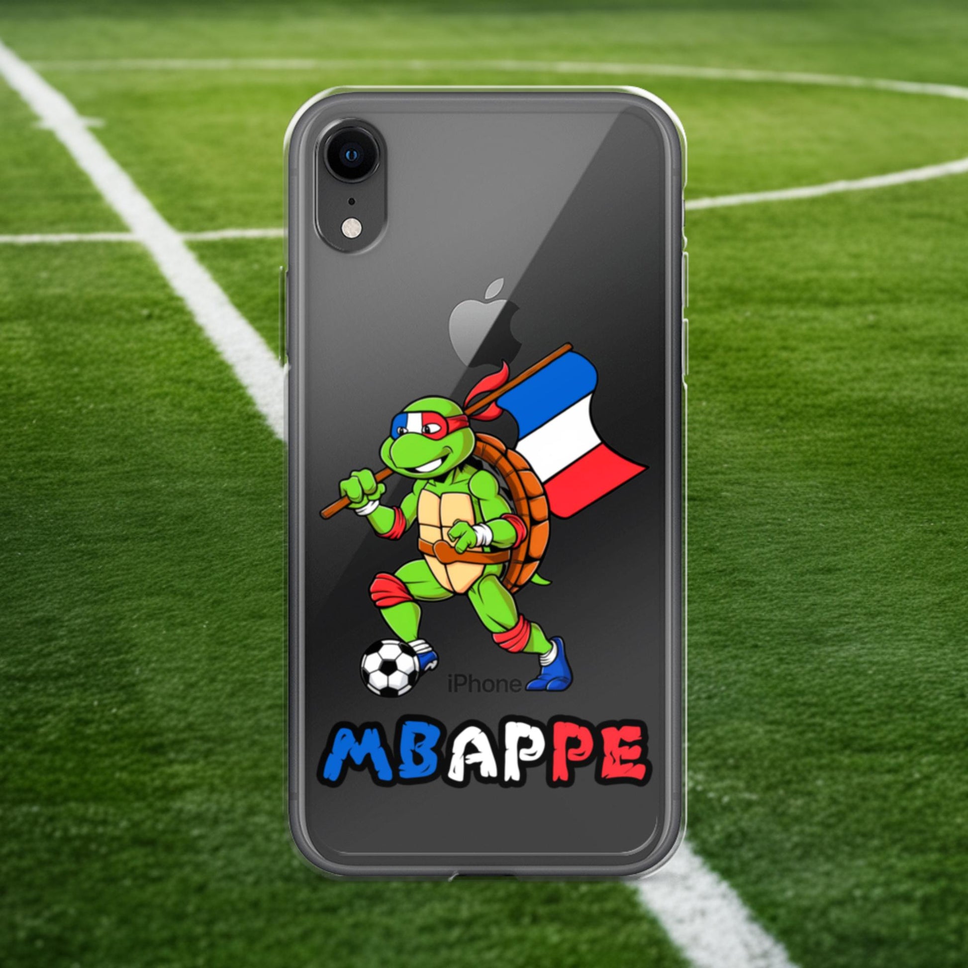 Kylian Mbappe Ninja Turtle Funny Football Euro 2024 France Soccer Clear Case for iPhone iPhone XR Mobile Phone Cases Football Kylian Mbappe Ninja Turtles Real Madrid Next Cult Brand