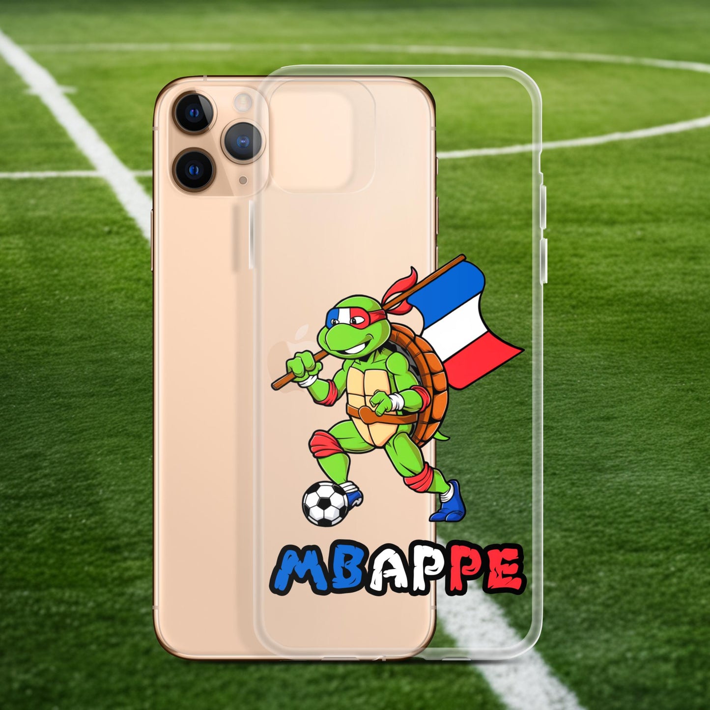 Kylian Mbappe Ninja Turtle Funny Football Euro 2024 France Soccer Clear Case for iPhone iPhone 11 Pro Max Mobile Phone Cases Football Kylian Mbappe Ninja Turtles Real Madrid Next Cult Brand