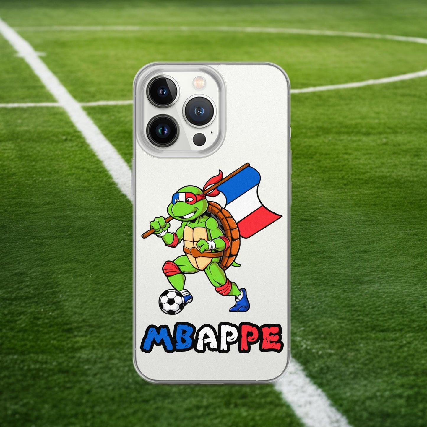 Kylian Mbappe Ninja Turtle Funny Football Euro 2024 France Soccer Clear Case for iPhone Next Cult Brand