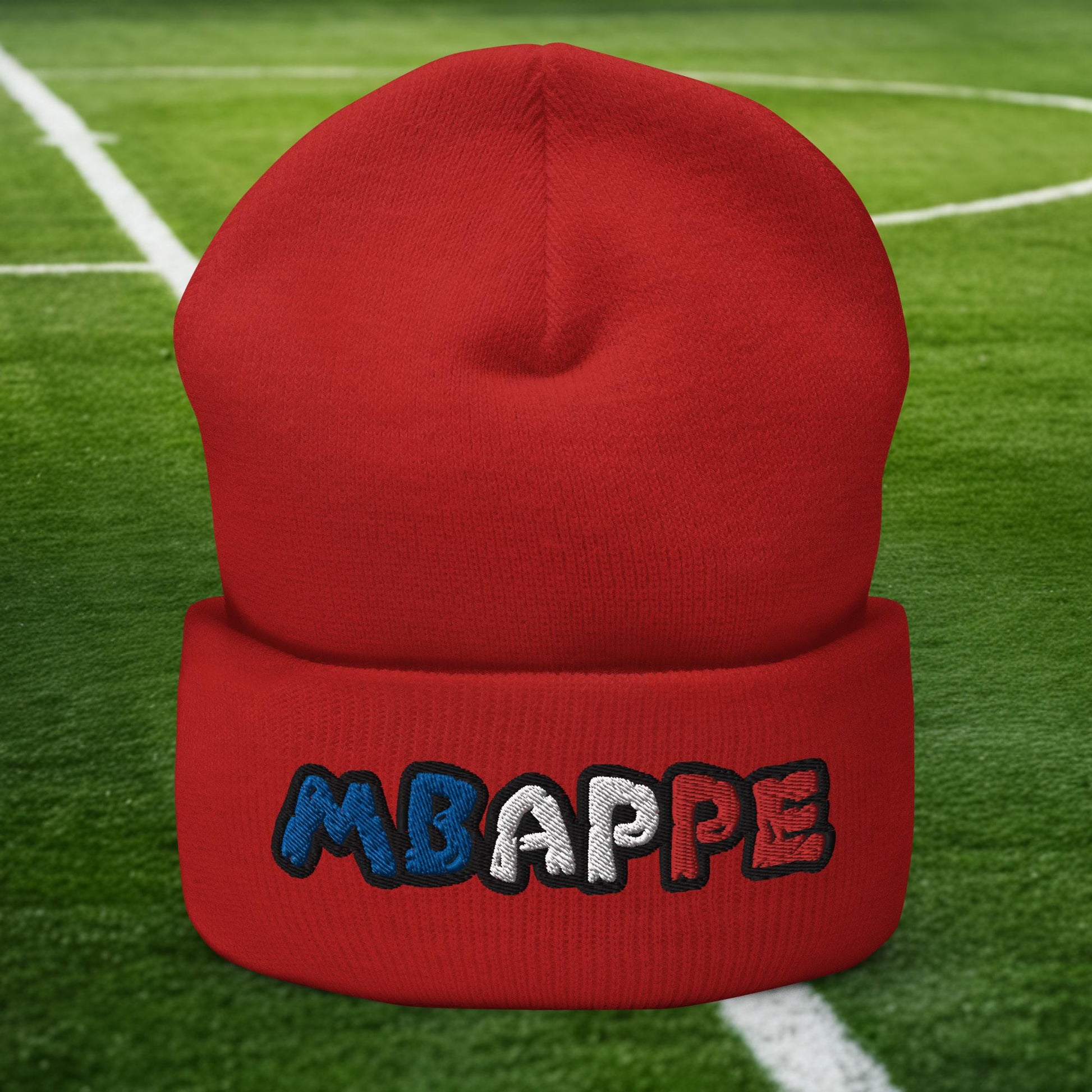 Kylian Mbappe Ninja Turtle Funny Football Euro 2024 France Soccer Cuffed Beanie Red Hats Football Kylian Mbappe Ninja Turtles Real Madrid Next Cult Brand