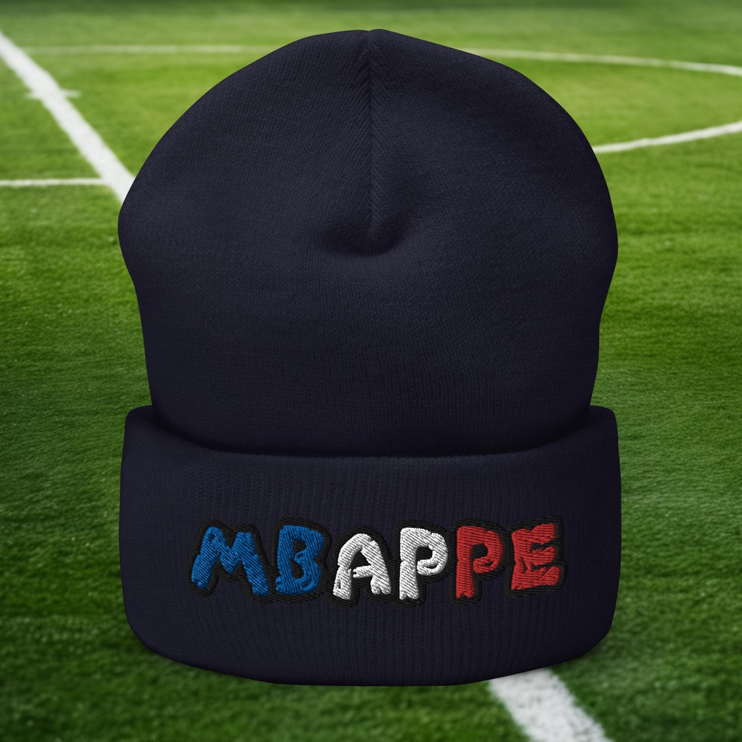 Kylian Mbappe Ninja Turtle Funny Football Euro 2024 France Soccer Cuffed Beanie Navy Hats Football Kylian Mbappe Ninja Turtles Real Madrid Next Cult Brand