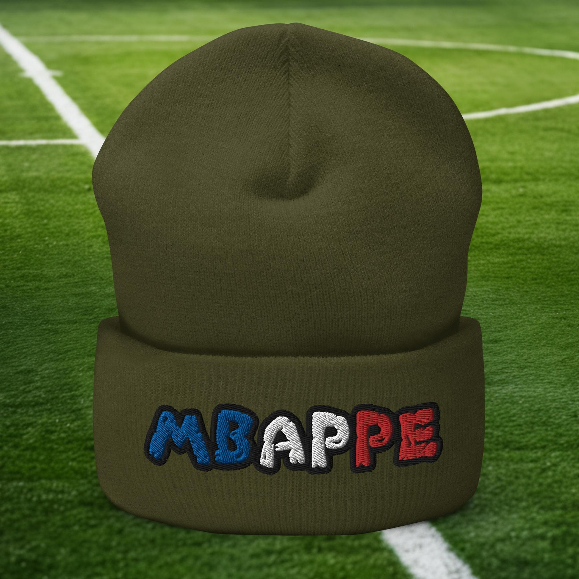 Kylian Mbappe Ninja Turtle Funny Football Euro 2024 France Soccer Cuffed Beanie Olive Hats Football Kylian Mbappe Ninja Turtles Real Madrid Next Cult Brand