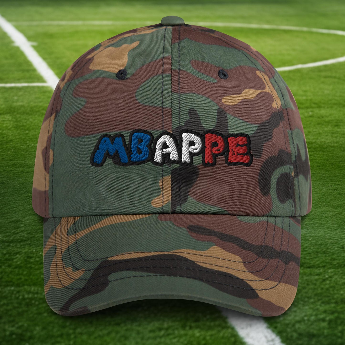 Kylian Mbappe Ninja Turtle Funny Football Euro 2024 France Soccer Dad hat Green Camo Hats Football Kylian Mbappe Ninja Turtles Real Madrid Next Cult Brand