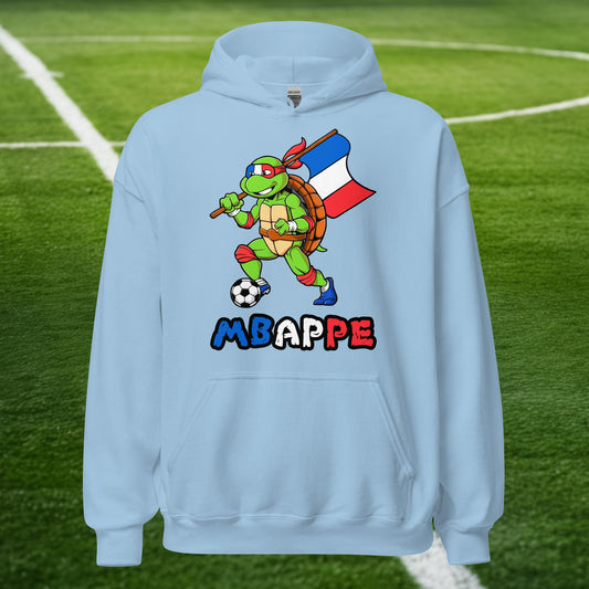 Kylian Mbappe Ninja Turtle Funny Football Euro 2024 France Soccer Unisex Hoodie Next Cult Brand