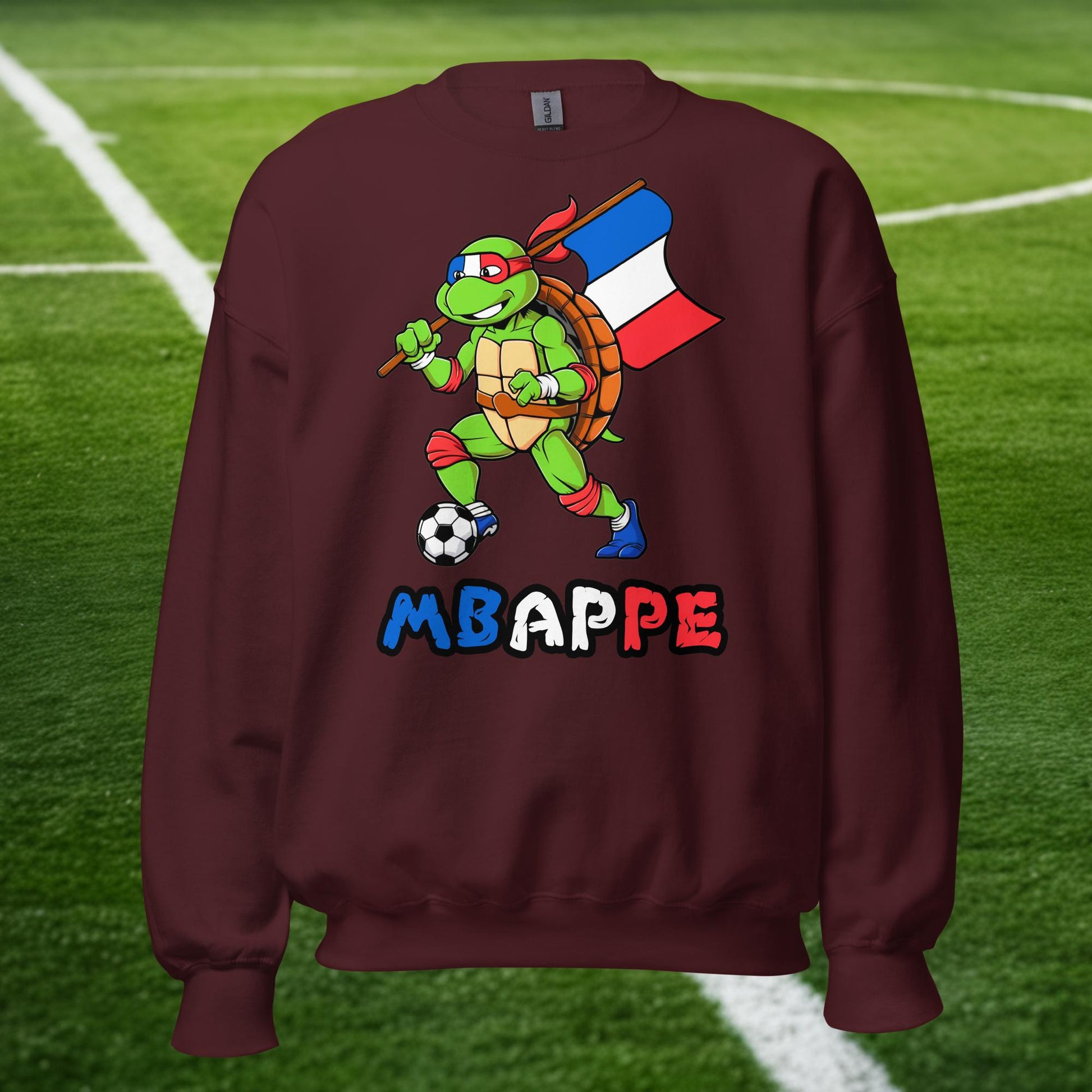 Kylian Mbappe Ninja Turtle Funny Football Euro 2024 France Soccer Unisex Sweatshirt Next Cult Brand