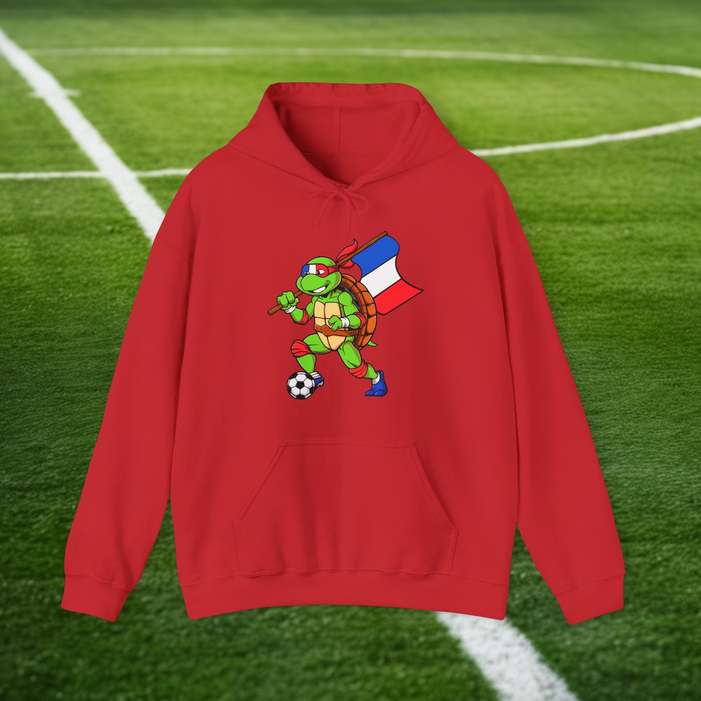 Kylian Mbappe Ninja Turtle Funny Soccer Euro 2024 France Football Unisex Heavy Blend Hooded Sweatshirt Next Cult Brand