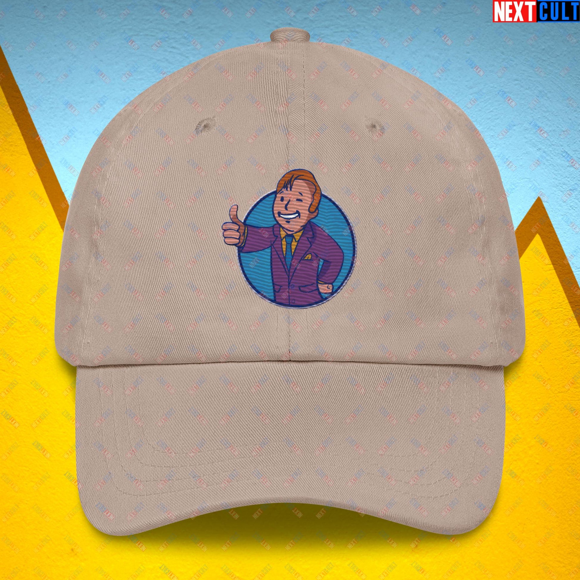 Lawyer Boy Saul Goodman Better Call Saul Vault Boy Fallout Funny Meme Cartoon Mashup Dad hat Stone Hats Better Call Saul Breaking Bad Fallout TV Shows Vault Boy Next Cult Brand