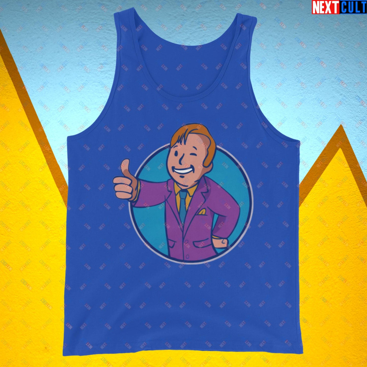 Lawyer Boy Saul Goodman Better Call Saul Vault Boy Fallout Funny Meme Cartoon Mashup Tank Top Next Cult Brand