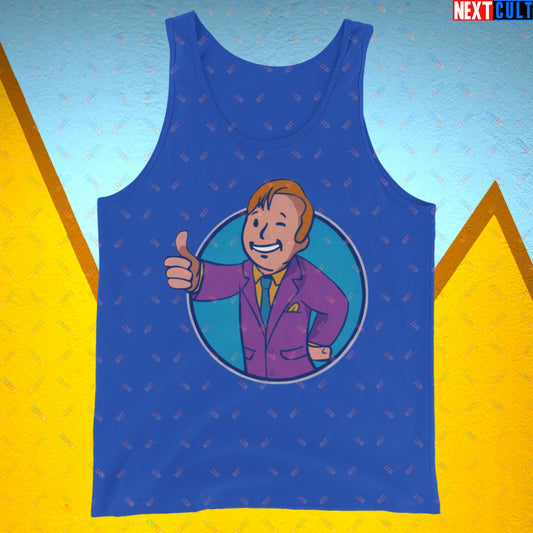 Lawyer Boy Saul Goodman Better Call Saul Vault Boy Fallout Funny Meme Cartoon Mashup Tank Top Next Cult Brand