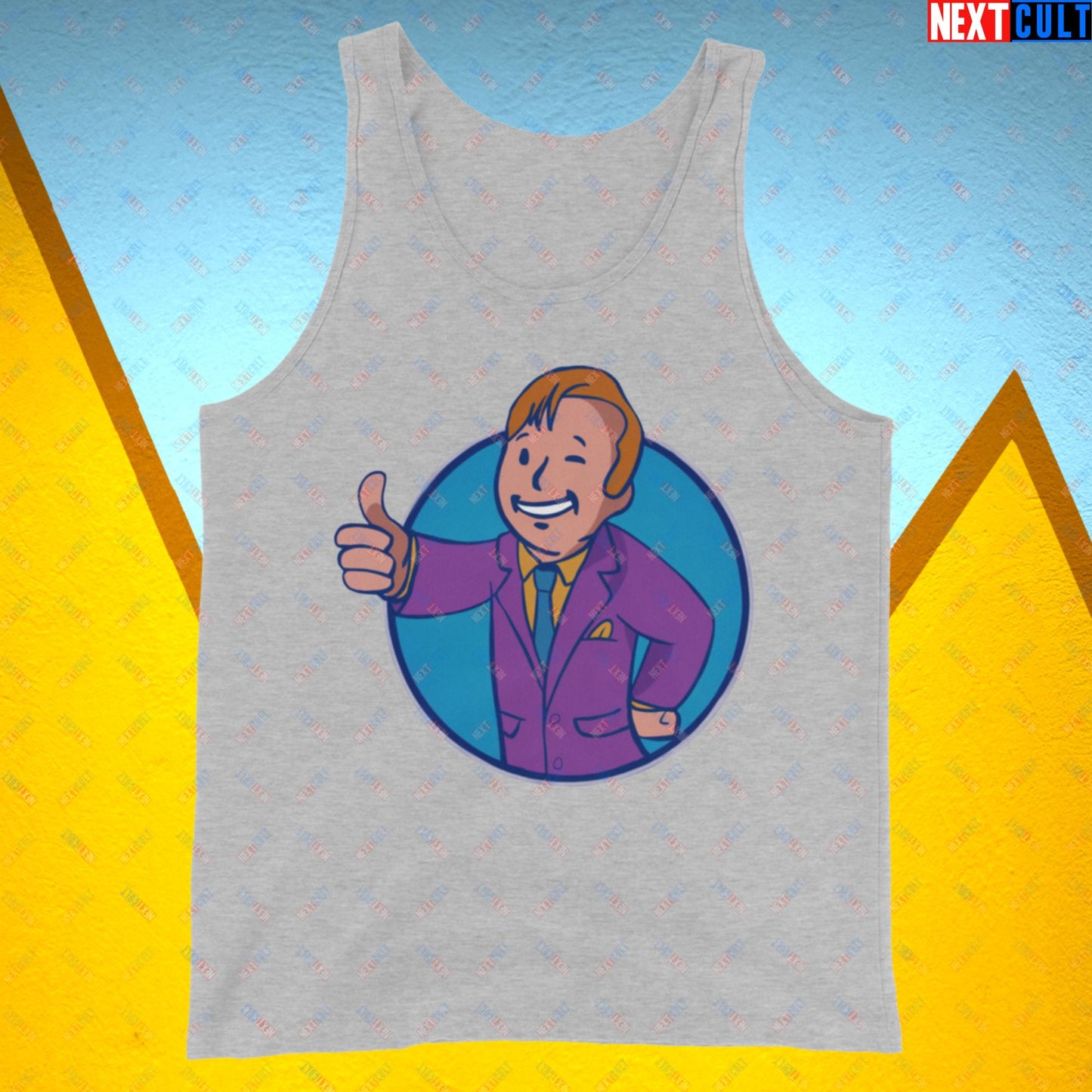 Lawyer Boy Saul Goodman Better Call Saul Vault Boy Fallout Funny Meme Cartoon Mashup Tank Top Next Cult Brand