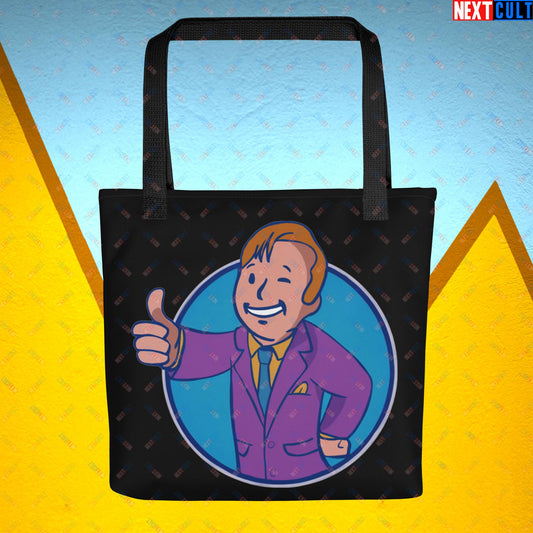 Lawyer Boy Saul Goodman Better Call Saul Vault Boy Fallout Funny Meme Cartoon Mashup Tote bag Default Title Bags Better Call Saul Breaking Bad Fallout TV Shows Vault Boy Next Cult Brand